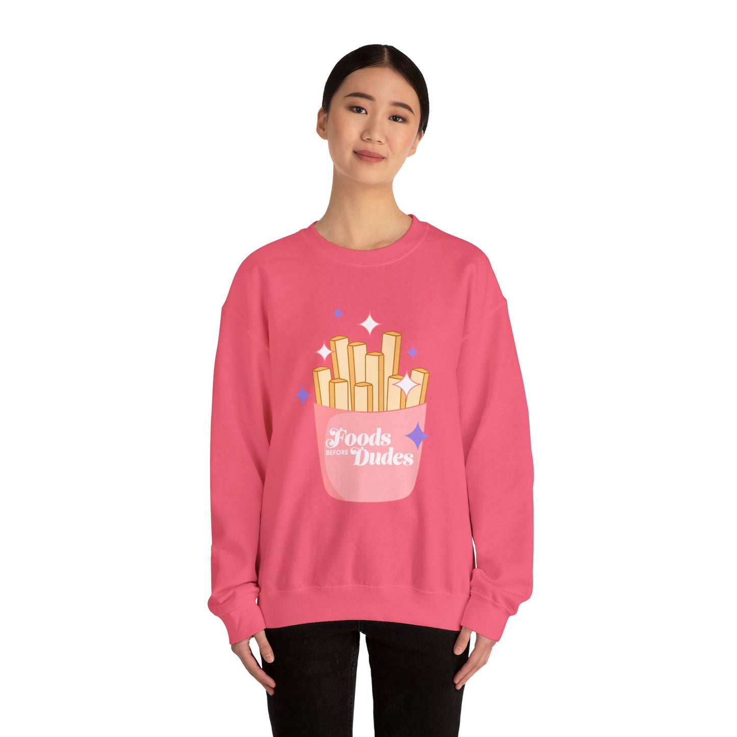 Funny Foodie Crewneck Sweatshirt - 'Foods Before Dudes'