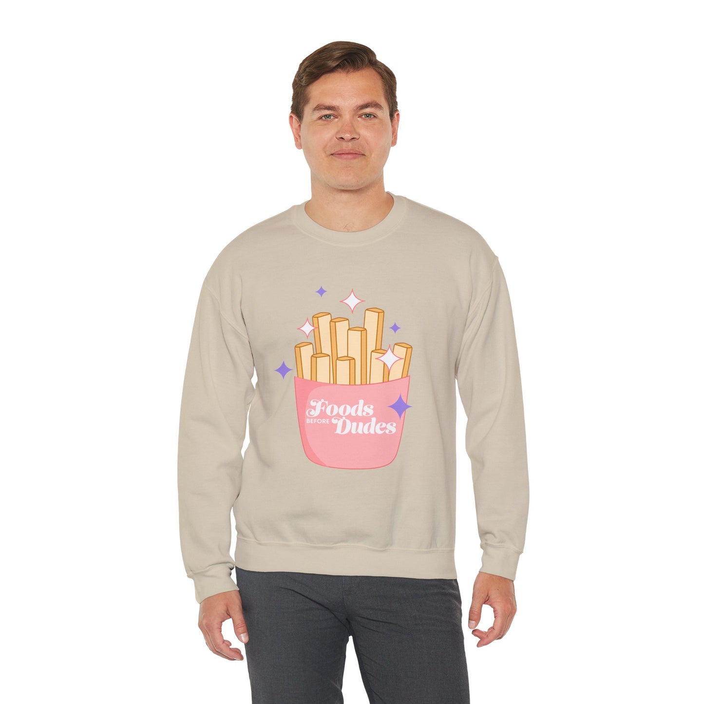 Funny Foodie Crewneck Sweatshirt - 'Foods Before Dudes'