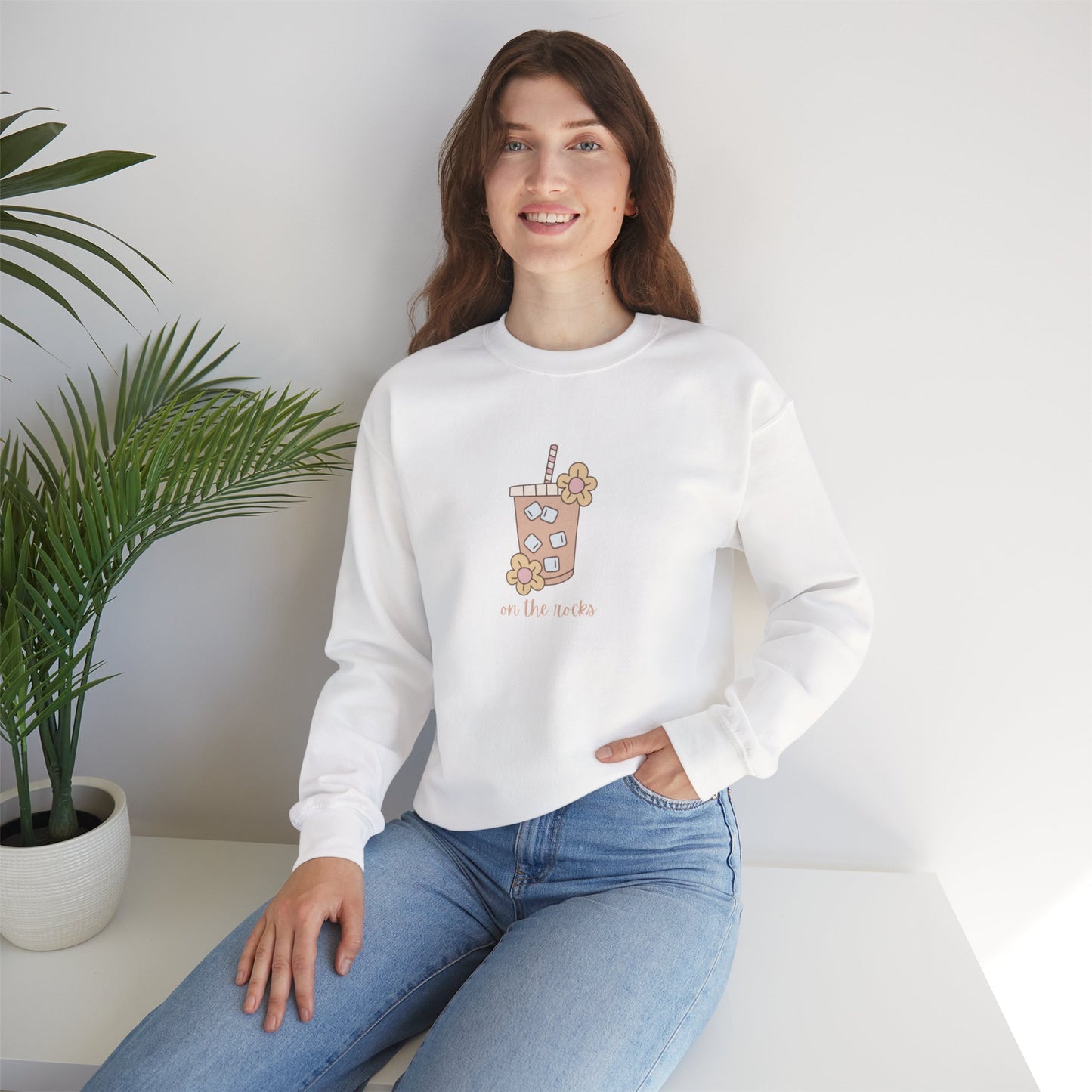 Floral Beverage Crewneck Sweatshirt - Cute Gift for Friends, Casual Wear