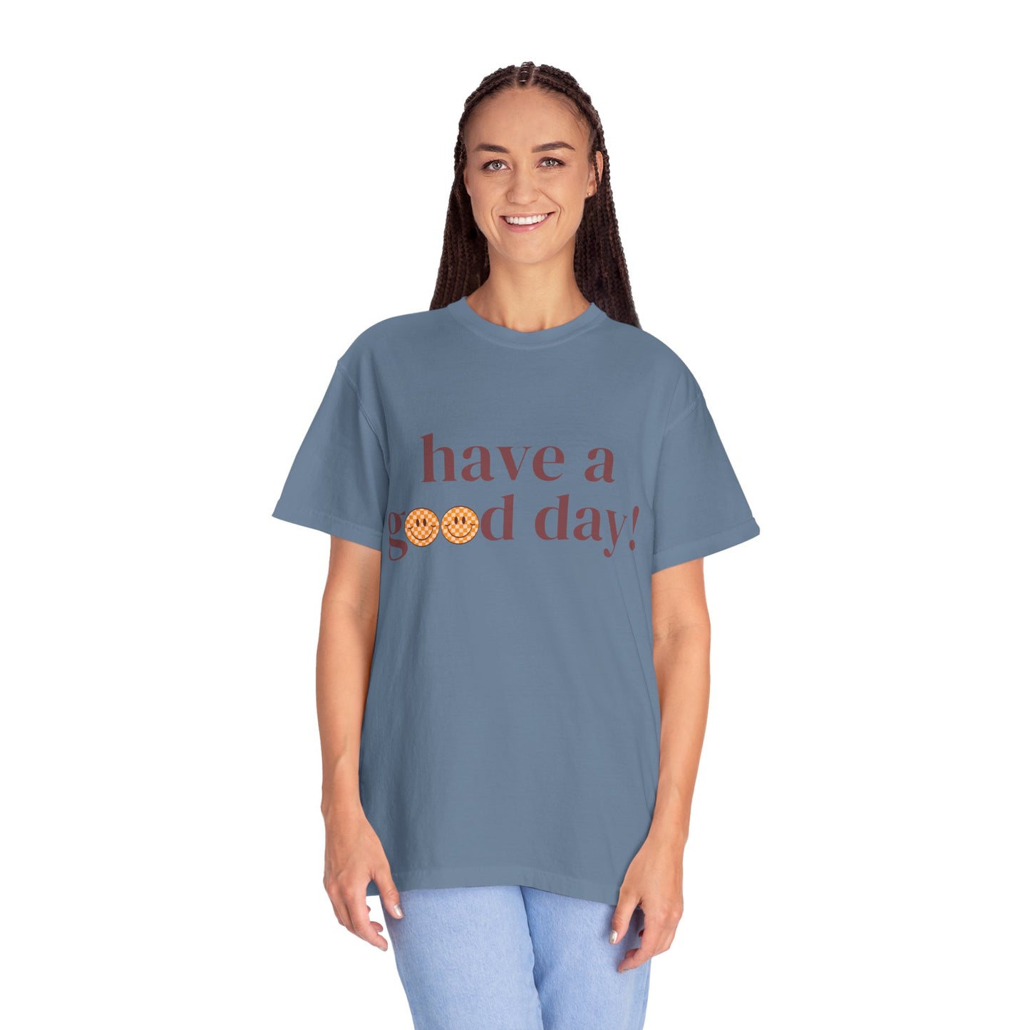 Positive Vibes T-Shirt with Smiley Face - Unisex Garment-Dyed Tee, Gift for Friends, Casual Everyday Wear, Birthday, Encouragement
