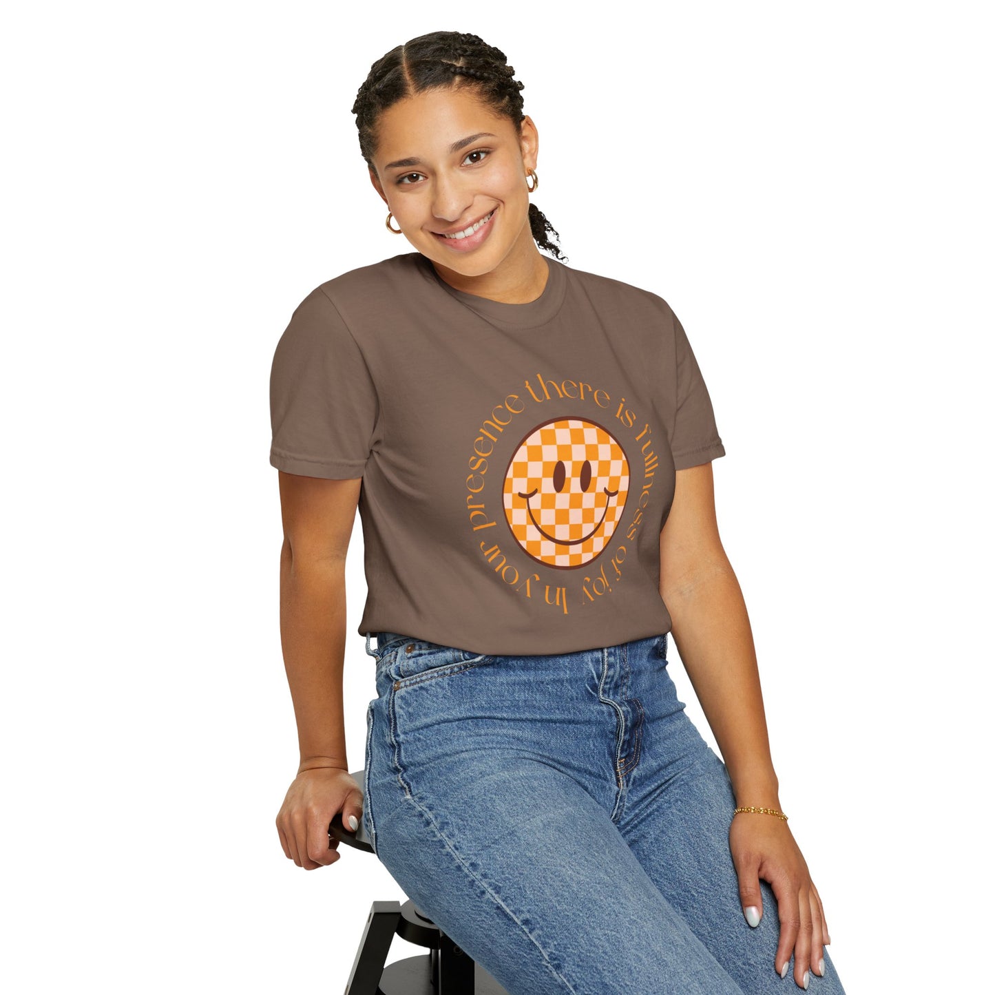Smiley Face Fullness of Joy Unisex Garment-Dyed T-Shirt, Casual Tee, Streetwear, Gifts for Friends, Summer Vibes, Smile Merchandise