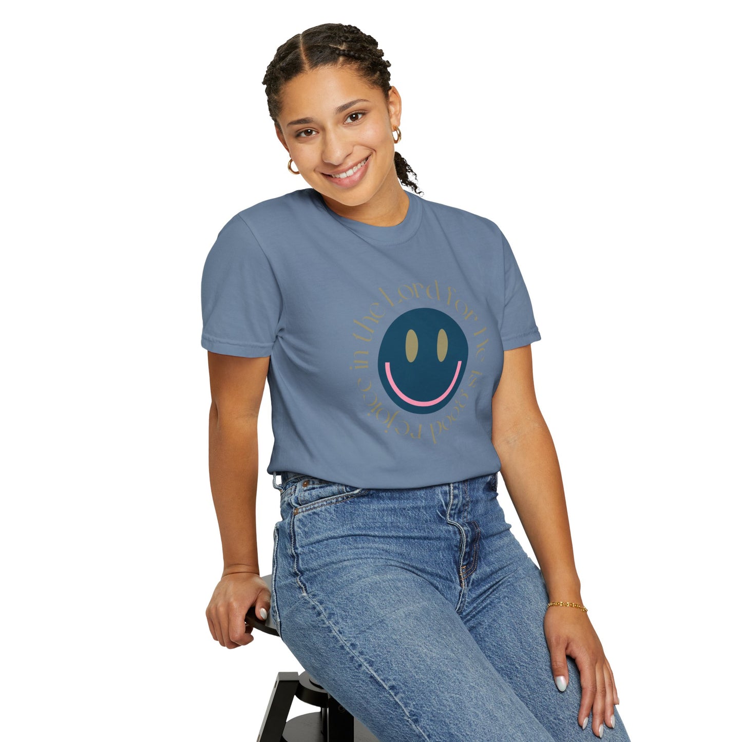 Rejoice in the Lord Smiley Face Christian T-Shirt, Unisex Tee, Inspirational Clothing, Gift for Believers, Casual Wear, Faith-Based Apparel