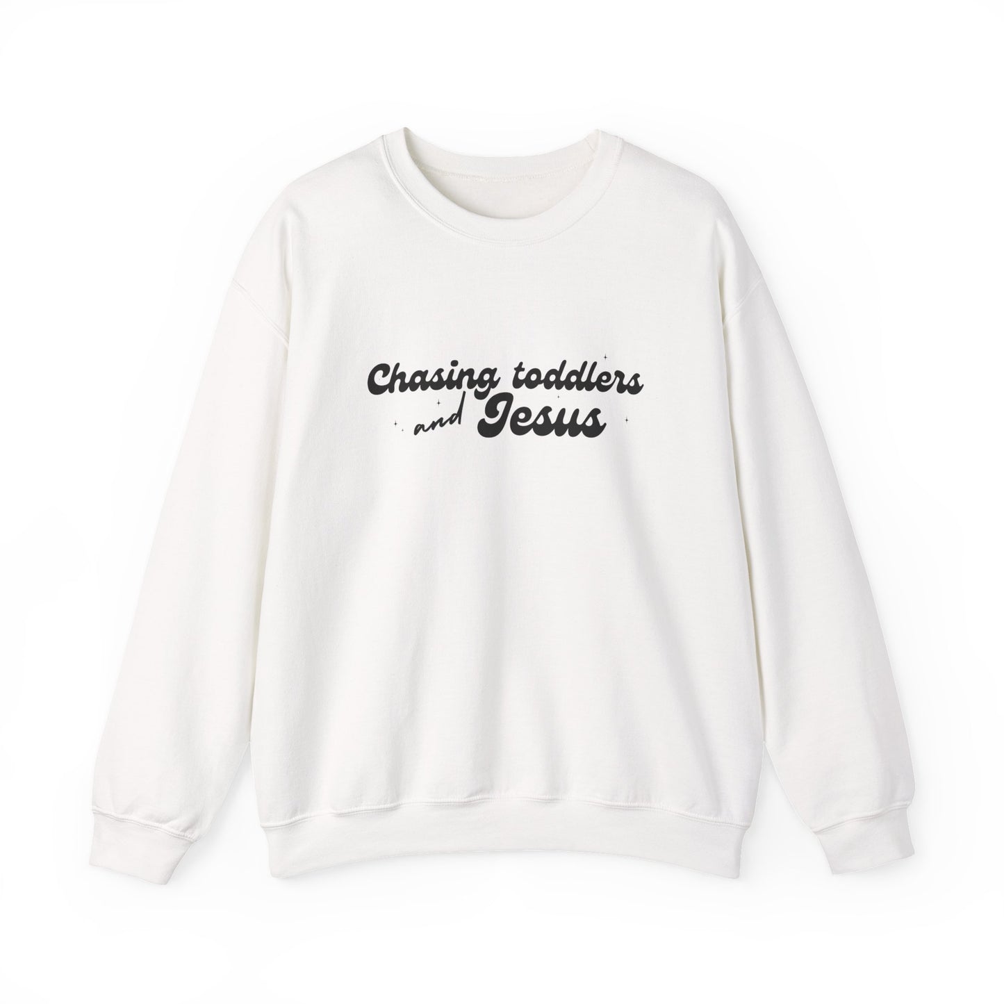 Chasing Toddlers and Jesus Faith-Based Crewneck Sweatshirt for Parents