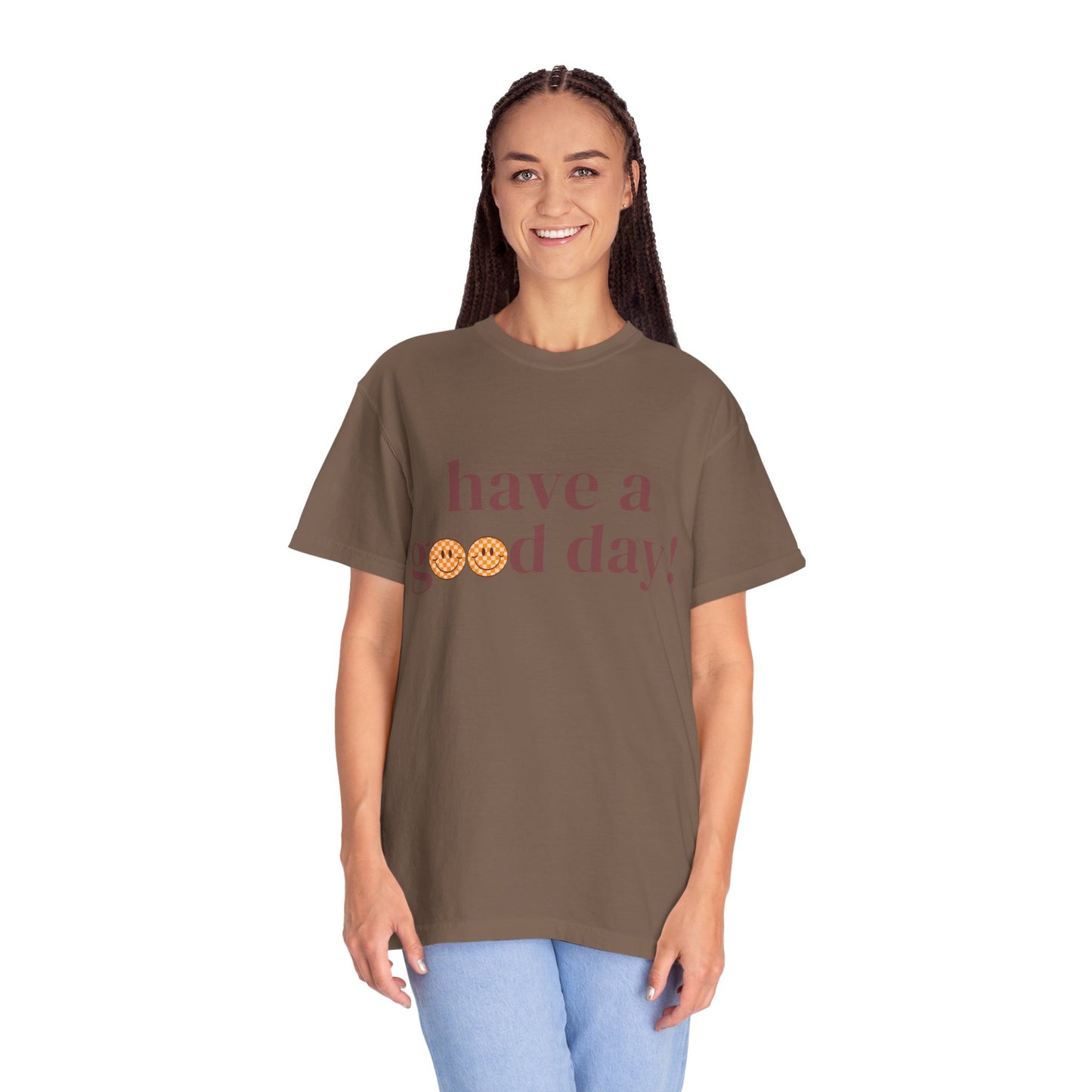 Positive Vibes T-Shirt with Smiley Face - Unisex Garment-Dyed Tee, Gift for Friends, Casual Everyday Wear, Birthday, Encouragement