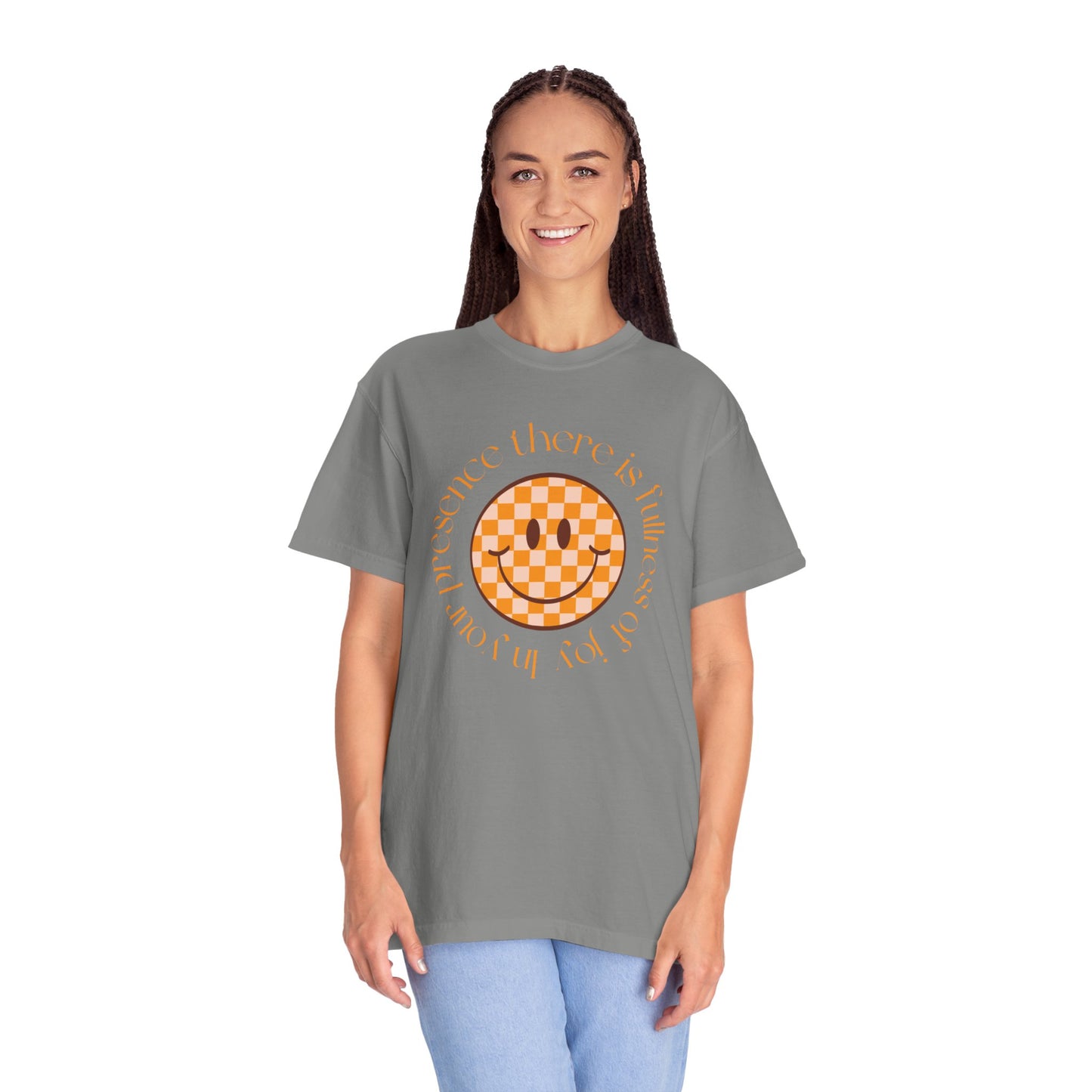 Smiley Face Fullness of Joy Unisex Garment-Dyed T-Shirt, Casual Tee, Streetwear, Gifts for Friends, Summer Vibes, Smile Merchandise
