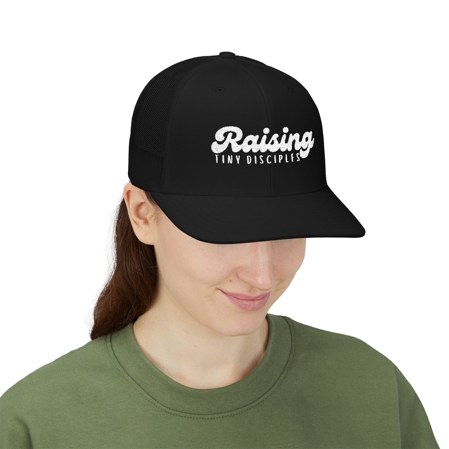 Raising Tiny Disciples Snapback Trucker Cap - Stylish Kids Hat, Perfect Gift for Parents, Family Outings, Birthdays, and More