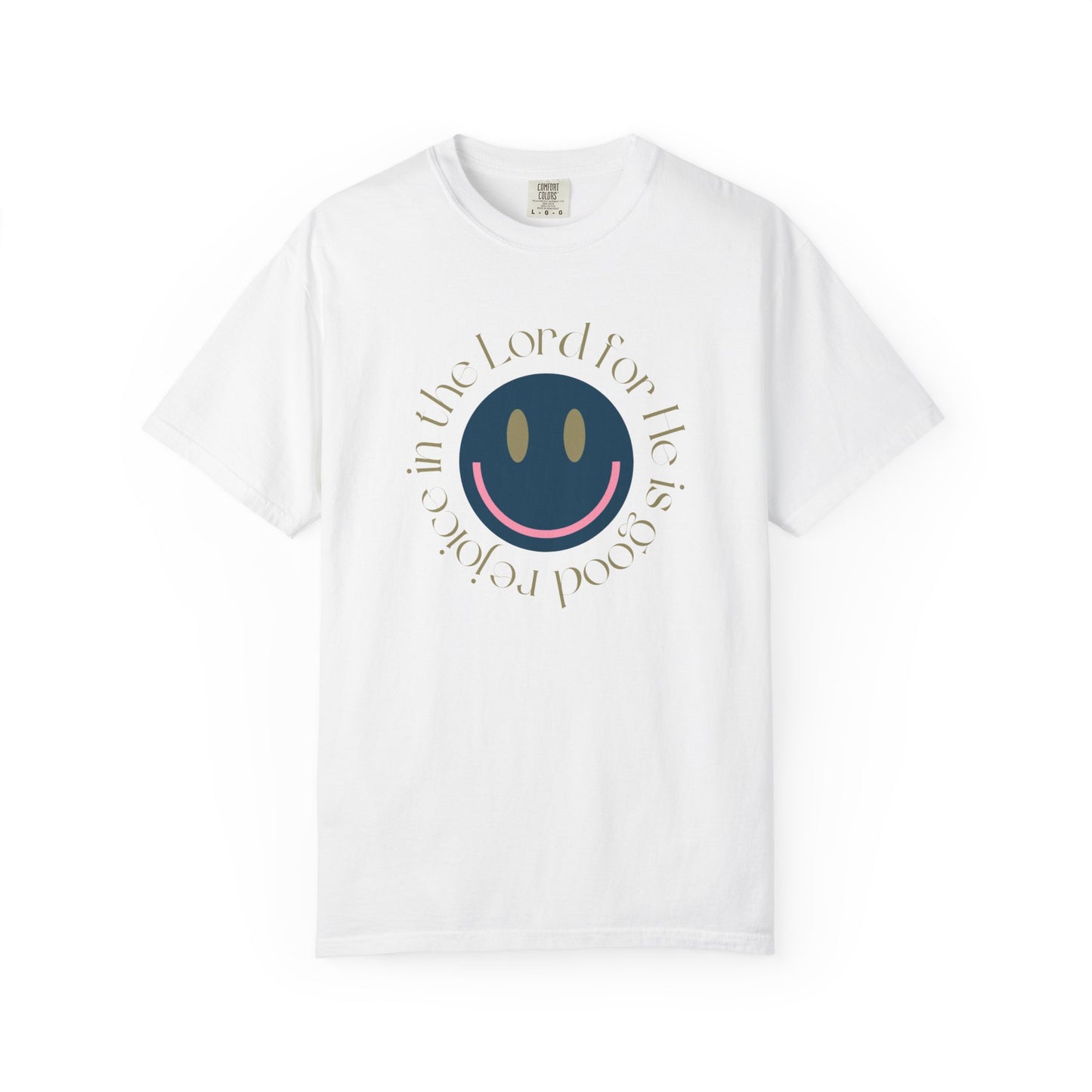Rejoice in the Lord Smiley Face Christian T-Shirt, Unisex Tee, Inspirational Clothing, Gift for Believers, Casual Wear, Faith-Based Apparel