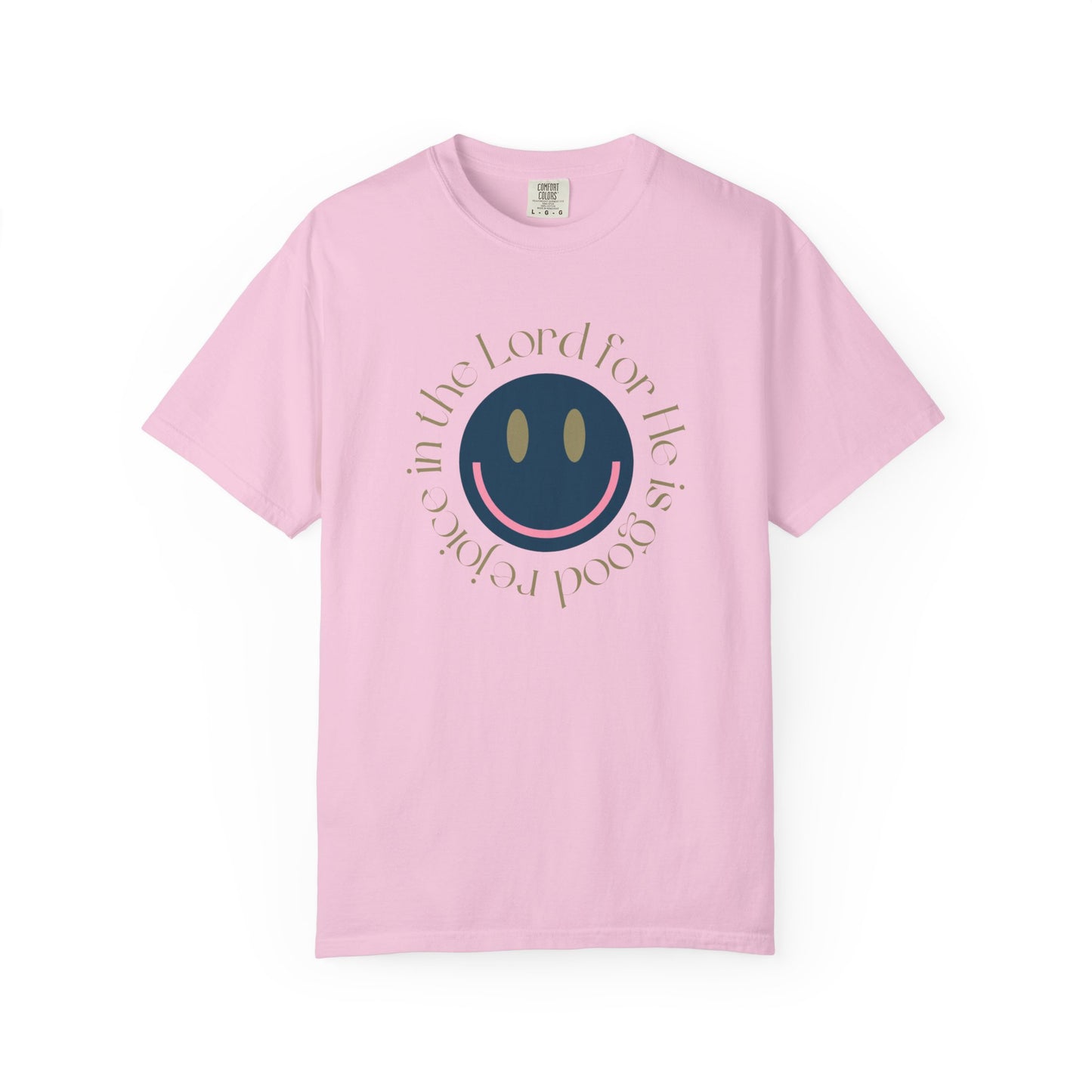 Rejoice in the Lord Smiley Face Christian T-Shirt, Unisex Tee, Inspirational Clothing, Gift for Believers, Casual Wear, Faith-Based Apparel