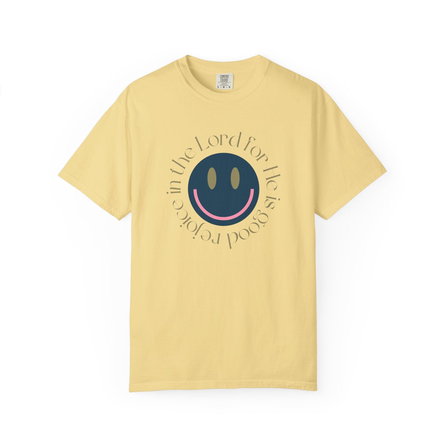 Rejoice in the Lord Smiley Face Christian T-Shirt, Unisex Tee, Inspirational Clothing, Gift for Believers, Casual Wear, Faith-Based Apparel