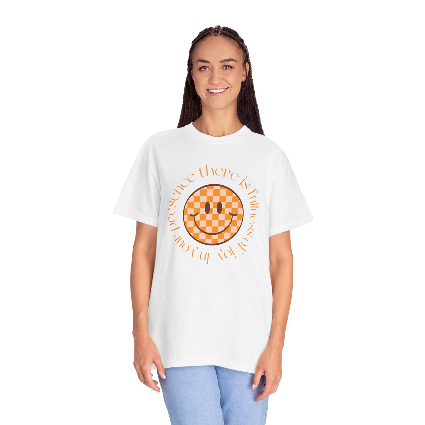 Smiley Face Fullness of Joy Unisex Garment-Dyed T-Shirt, Casual Tee, Streetwear, Gifts for Friends, Summer Vibes, Smile Merchandise