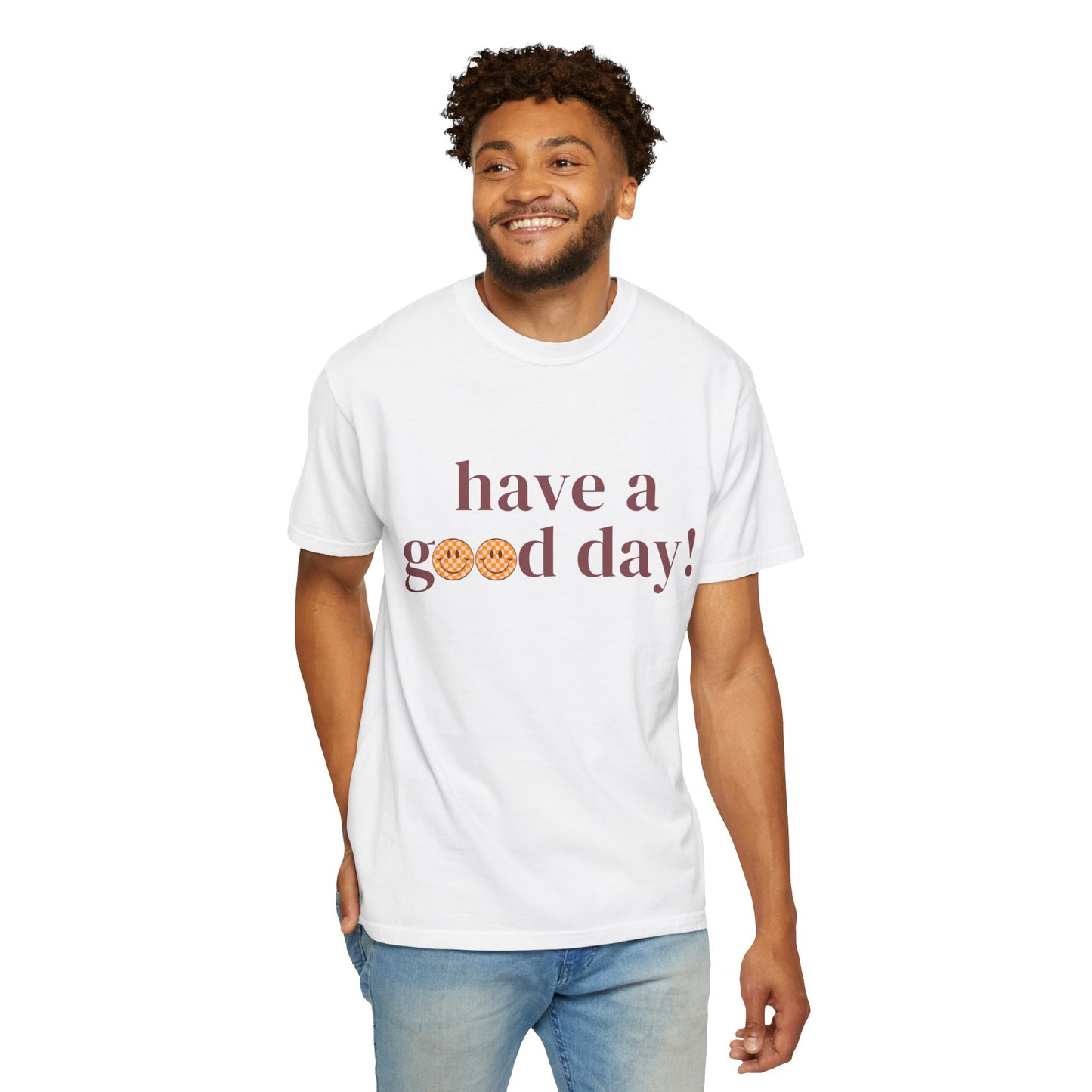 Positive Vibes T-Shirt with Smiley Face - Unisex Garment-Dyed Tee, Gift for Friends, Casual Everyday Wear, Birthday, Encouragement