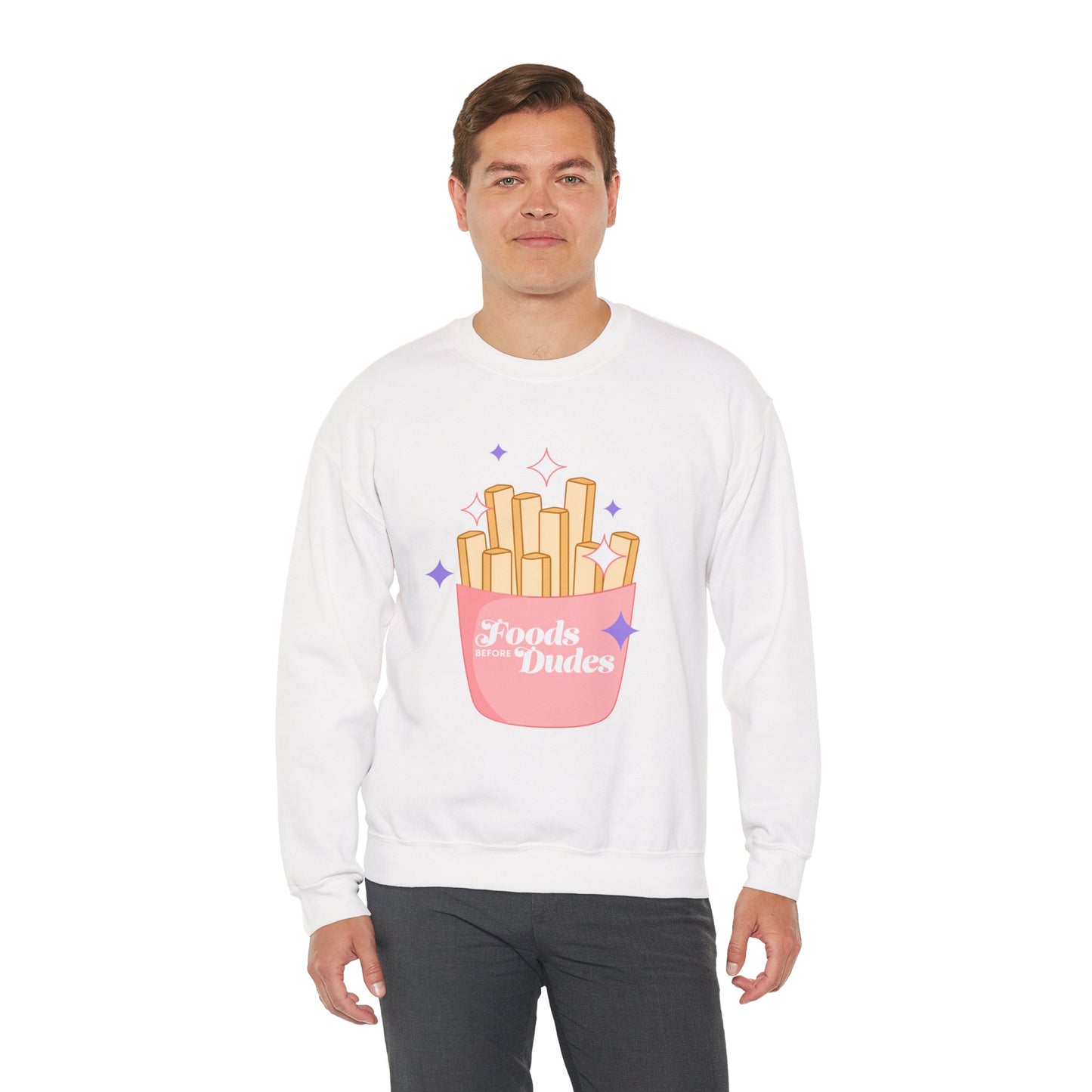 Funny Foodie Crewneck Sweatshirt - 'Foods Before Dudes'