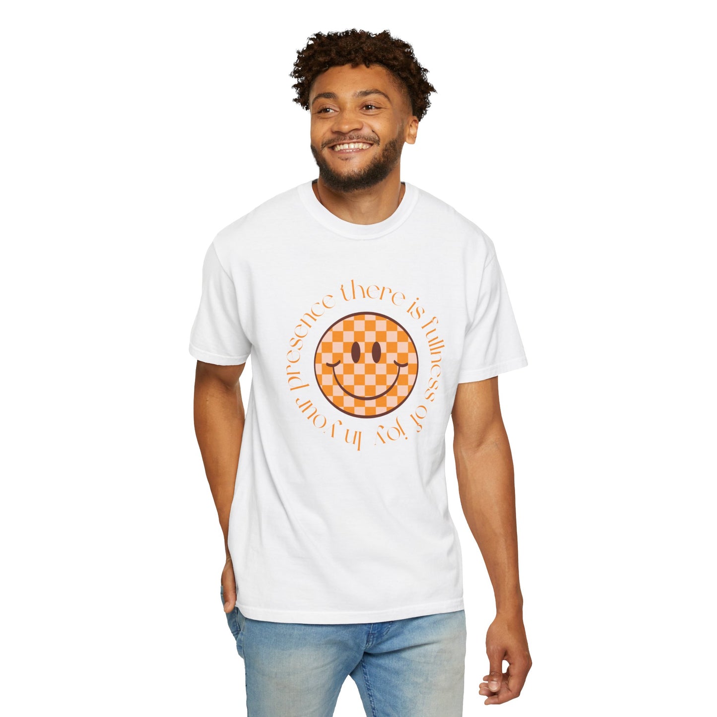 Smiley Face Fullness of Joy Unisex Garment-Dyed T-Shirt, Casual Tee, Streetwear, Gifts for Friends, Summer Vibes, Smile Merchandise