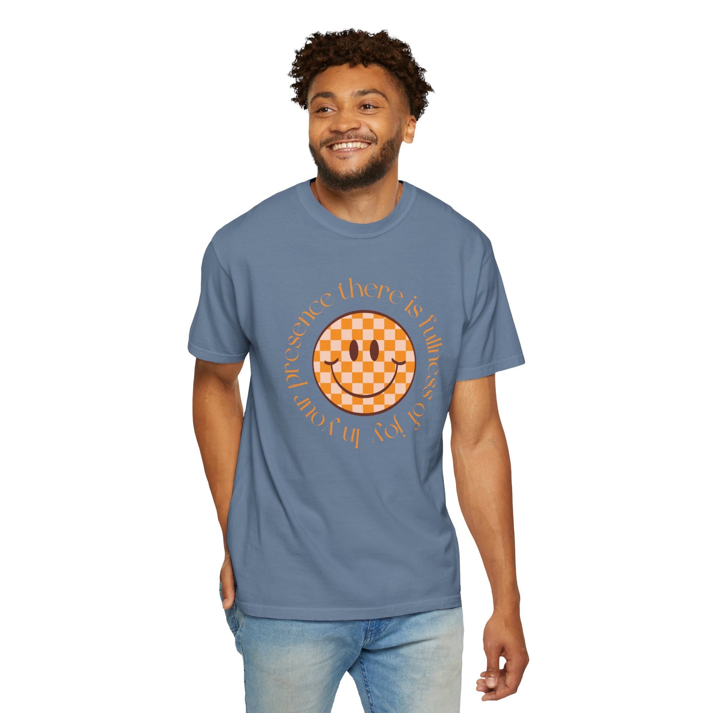 Smiley Face Fullness of Joy Unisex Garment-Dyed T-Shirt, Casual Tee, Streetwear, Gifts for Friends, Summer Vibes, Smile Merchandise