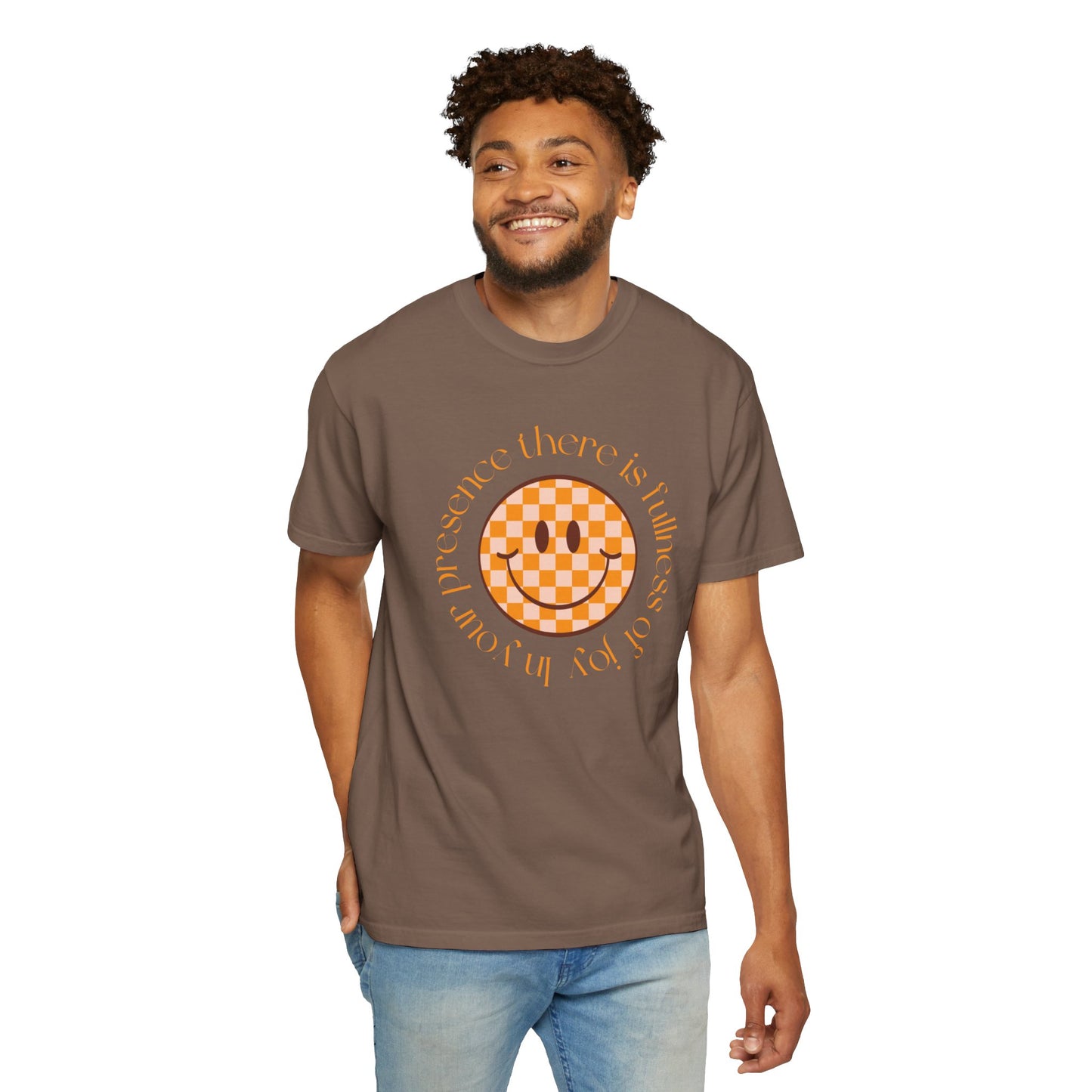 Smiley Face Fullness of Joy Unisex Garment-Dyed T-Shirt, Casual Tee, Streetwear, Gifts for Friends, Summer Vibes, Smile Merchandise