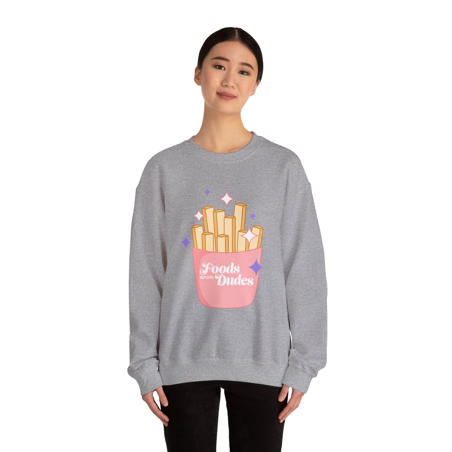 Funny Foodie Crewneck Sweatshirt - 'Foods Before Dudes'