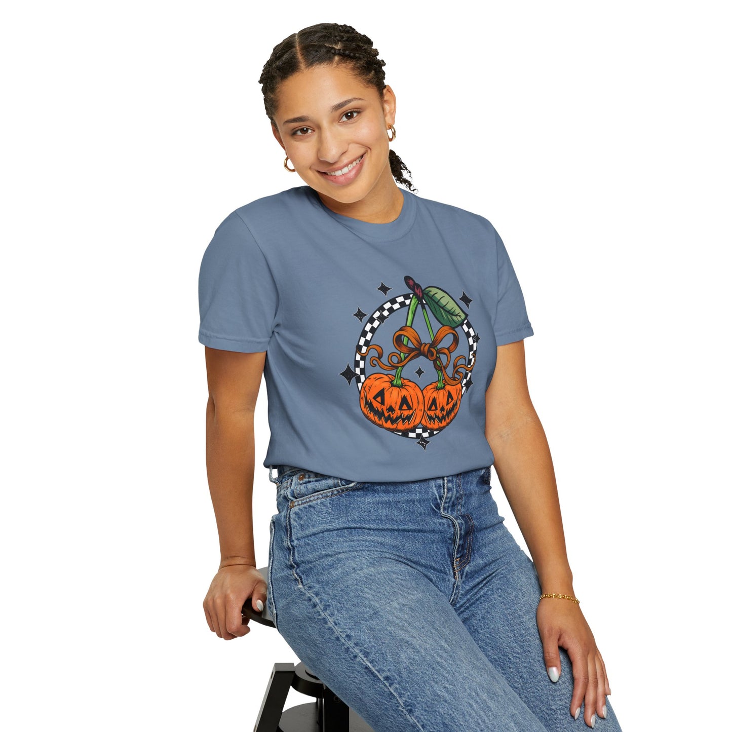 Checkered Pumpkin Unisex T-Shirt | Fall Fashion Tee, Halloween Outfit, Autumn Vibes, Cozy Wear, Gift for Her
