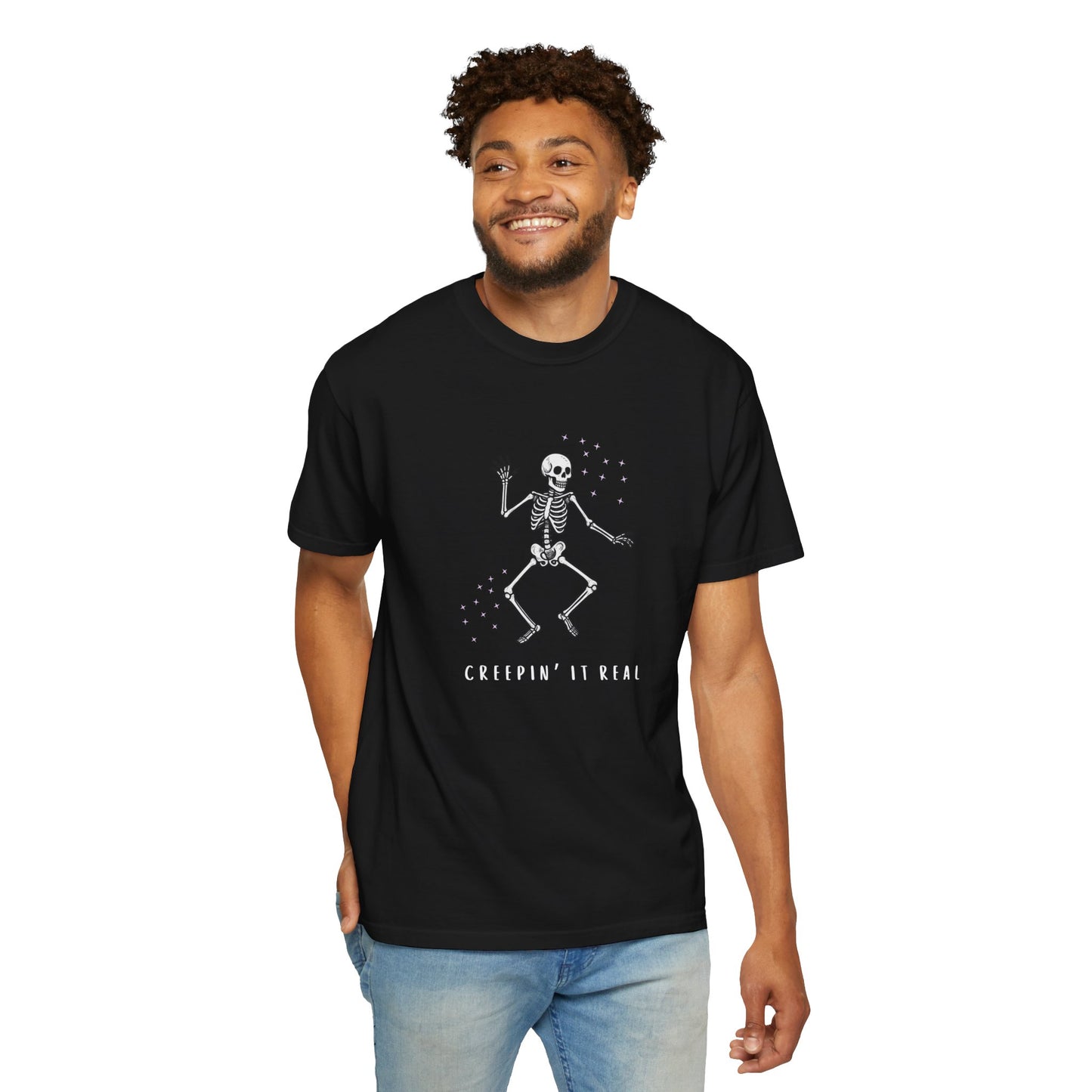 Creepy Cool Skeleton T-Shirt, Unisex Tee for Halloween, Fun Graphic Shirt, Casual Wear, Halloween Costume, Gift Idea
