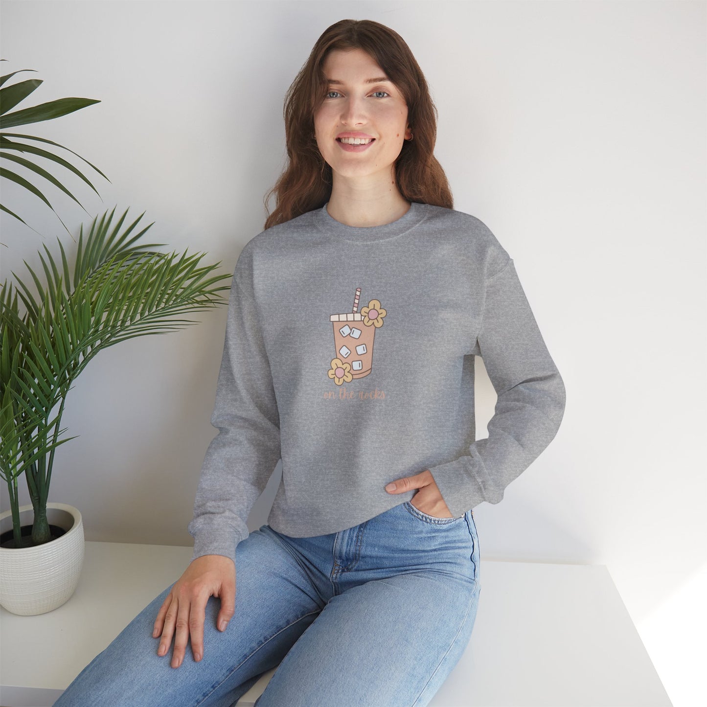 Floral Beverage Crewneck Sweatshirt - Cute Gift for Friends, Casual Wear