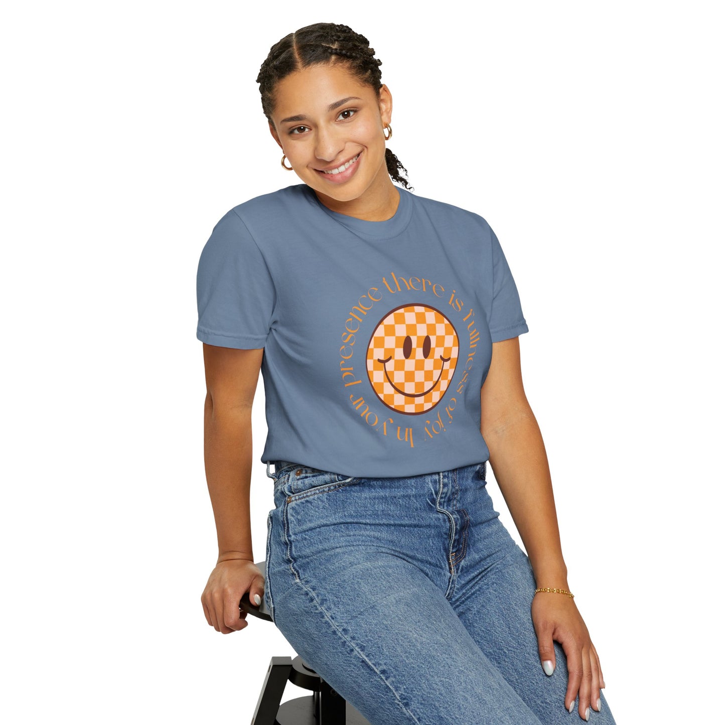 Smiley Face Fullness of Joy Unisex Garment-Dyed T-Shirt, Casual Tee, Streetwear, Gifts for Friends, Summer Vibes, Smile Merchandise