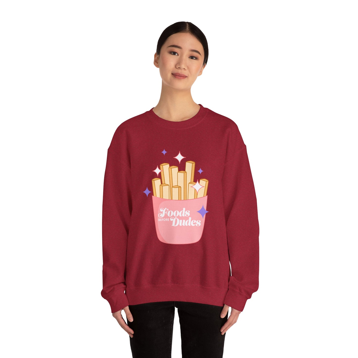 Funny Foodie Crewneck Sweatshirt - 'Foods Before Dudes'