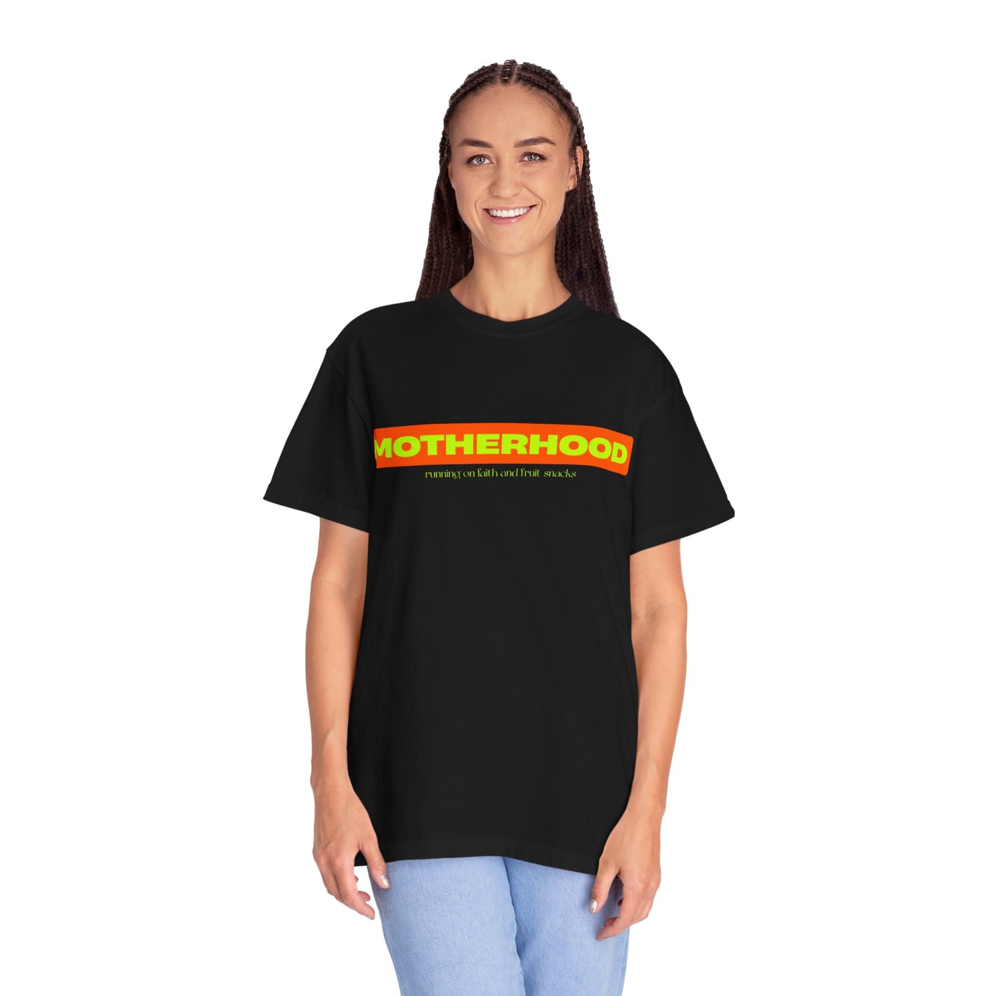 Running on Faith and Fruit Snacks Motherhood Unisex T-shirt, Perfect Gift for Moms, Cute Casual Wear, Mother's Day, Baby Shower, Maternity Style