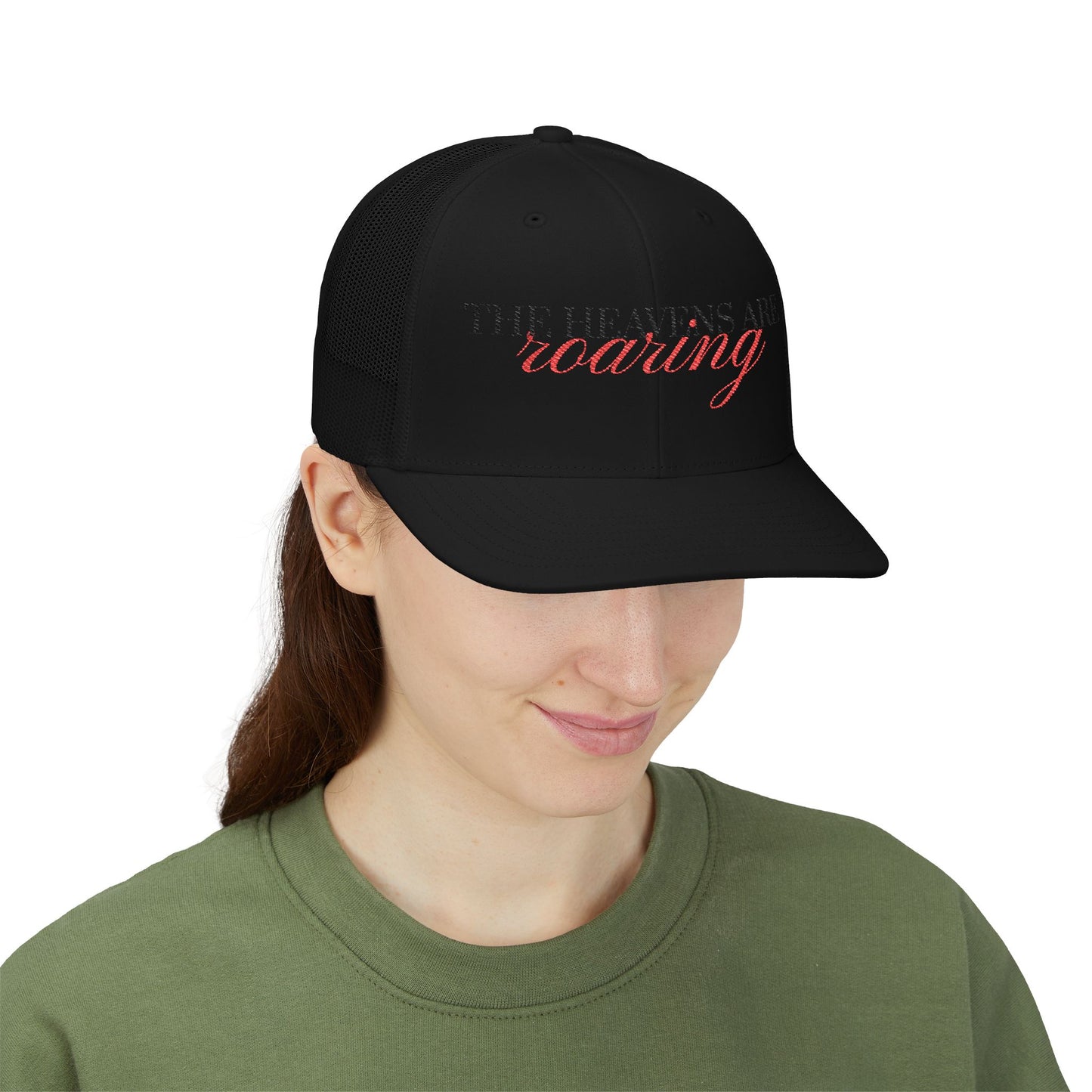 Embroidered Snapback Trucker Cap - The Heavens are Roaring - Perfect Gift for Holidays, Casual Outfits, Festivals, Unique Style, Adjustable Fit