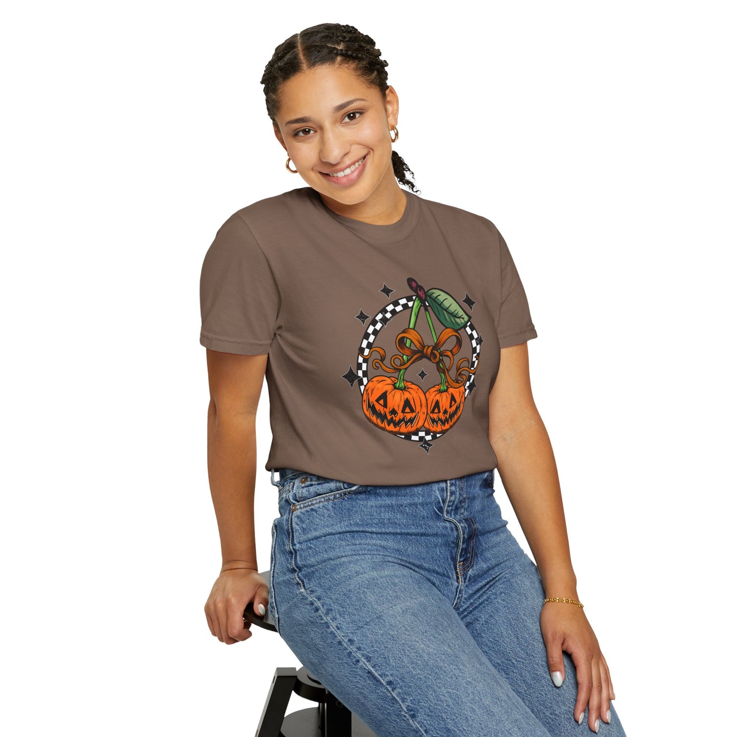 Checkered Pumpkin Unisex T-Shirt | Fall Fashion Tee, Halloween Outfit, Autumn Vibes, Cozy Wear, Gift for Her