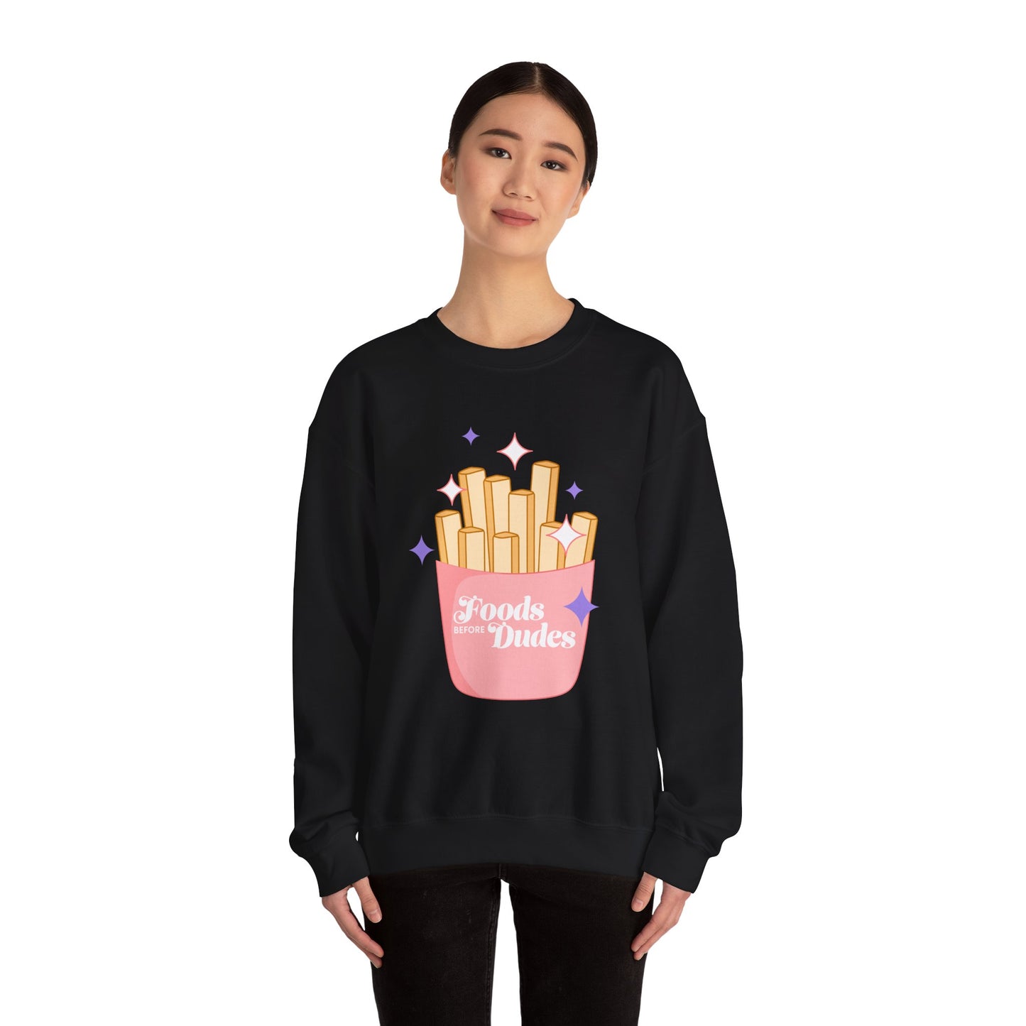 Funny Foodie Crewneck Sweatshirt - 'Foods Before Dudes'