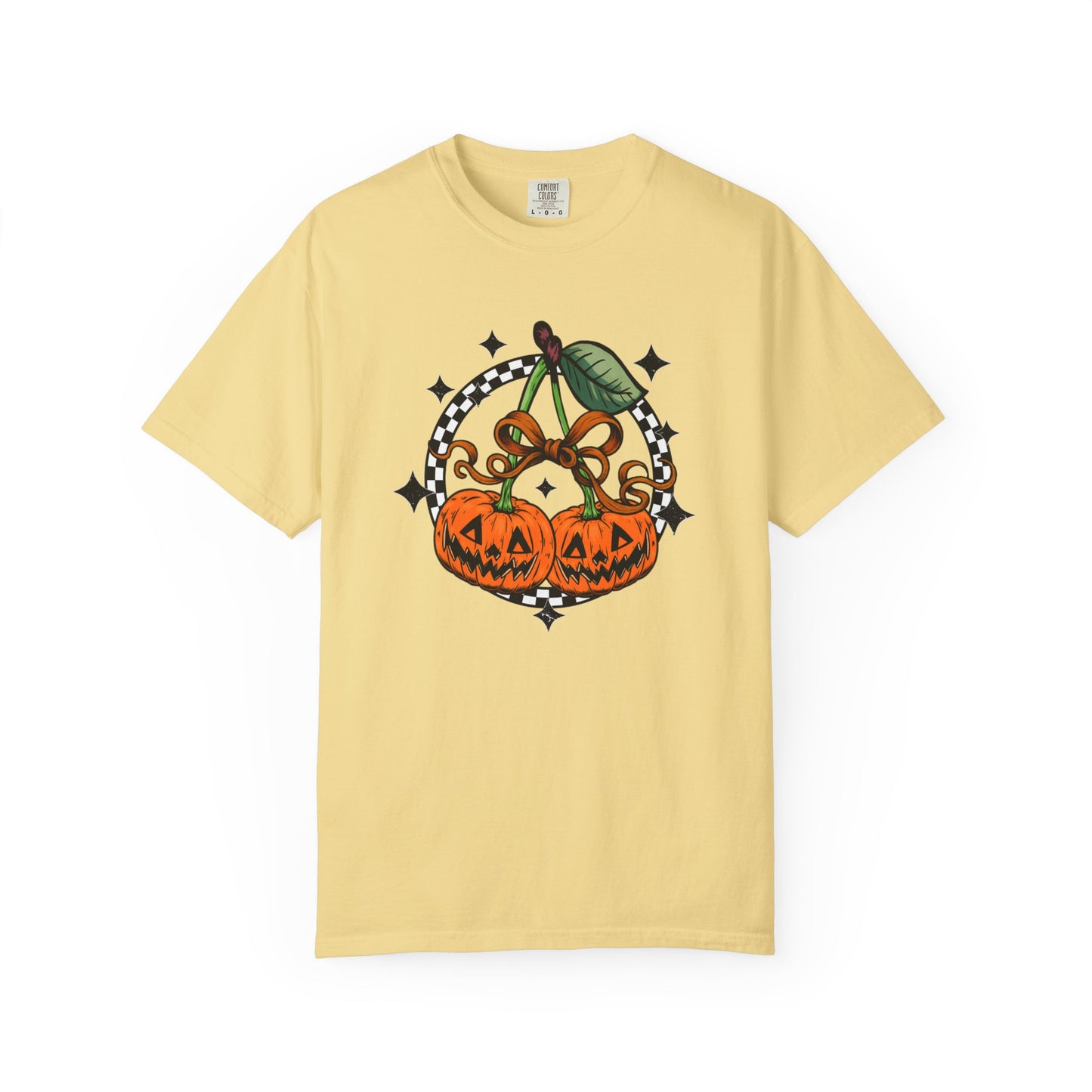 Checkered Pumpkin Unisex T-Shirt | Fall Fashion Tee, Halloween Outfit, Autumn Vibes, Cozy Wear, Gift for Her