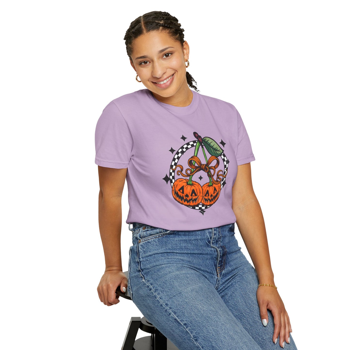 Checkered Pumpkin Unisex T-Shirt | Fall Fashion Tee, Halloween Outfit, Autumn Vibes, Cozy Wear, Gift for Her