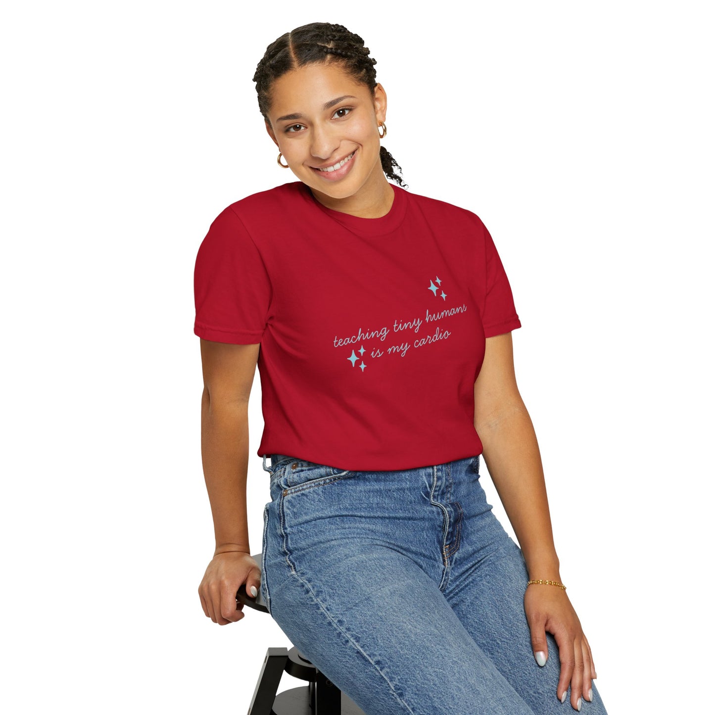 Teaching Tiny Humans is My Cardio, Inspirational Tee, Casual Wear, Gift for Teachers, Self-Care Apparel, Everyday Comfort