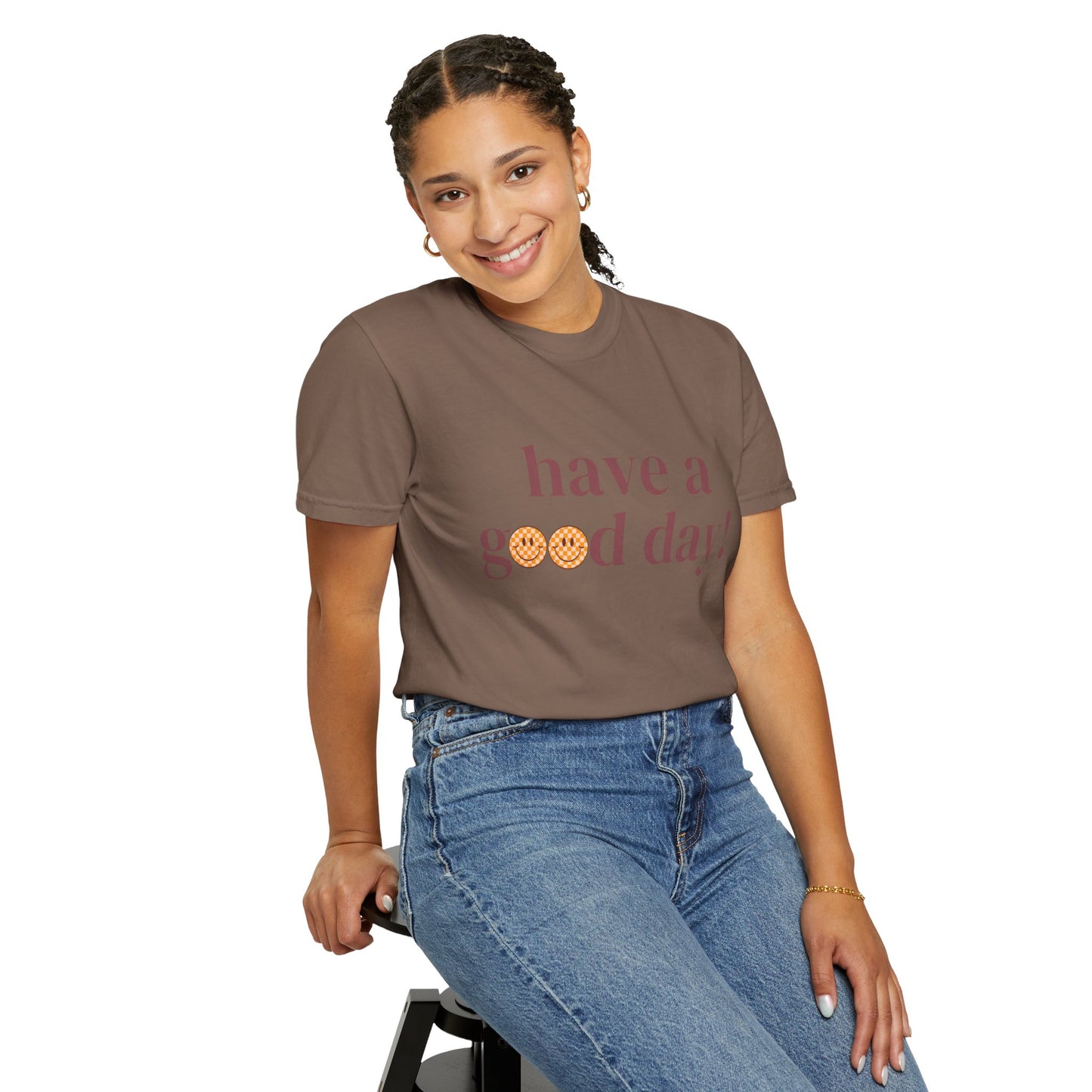 Positive Vibes T-Shirt with Smiley Face - Unisex Garment-Dyed Tee, Gift for Friends, Casual Everyday Wear, Birthday, Encouragement