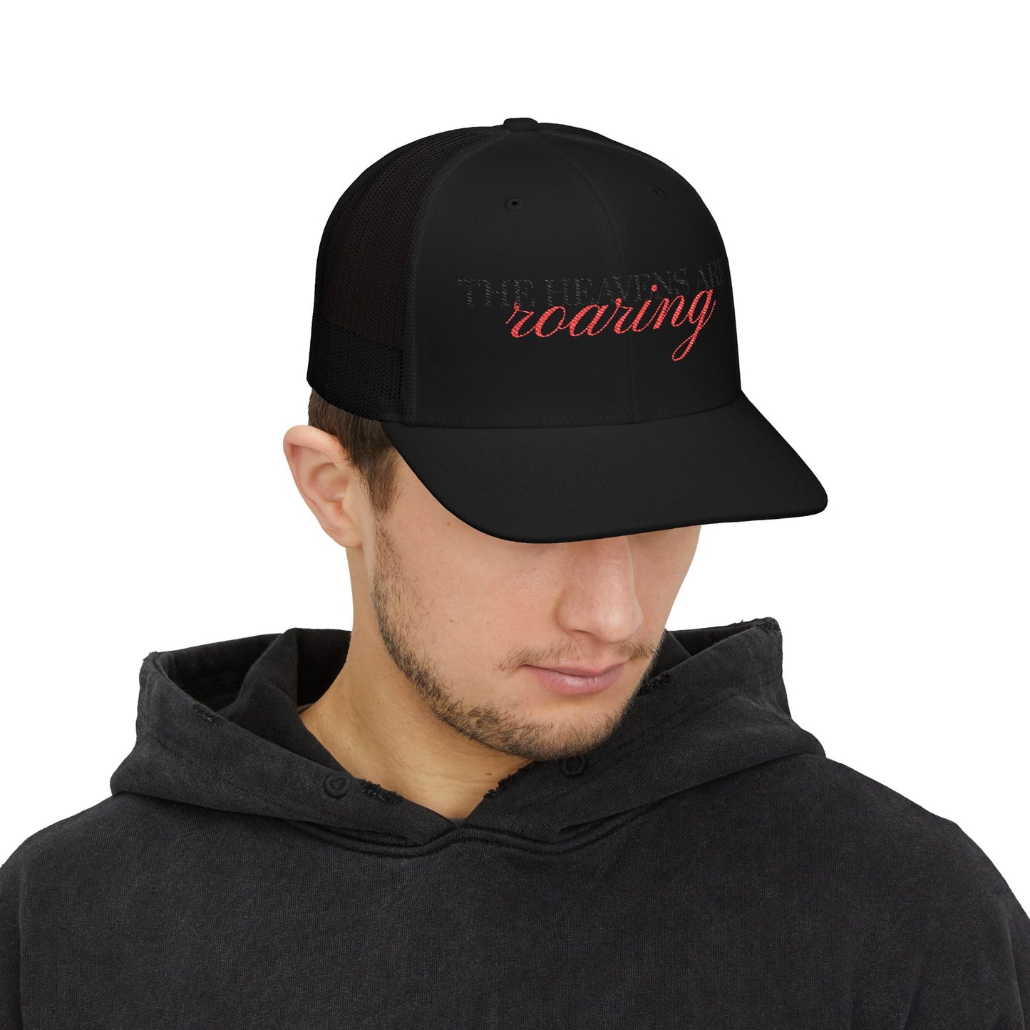 Embroidered Snapback Trucker Cap - The Heavens are Roaring - Perfect Gift for Holidays, Casual Outfits, Festivals, Unique Style, Adjustable Fit