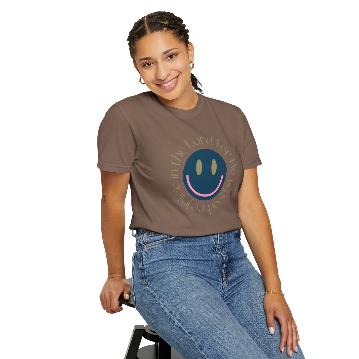 Rejoice in the Lord Smiley Face Christian T-Shirt, Unisex Tee, Inspirational Clothing, Gift for Believers, Casual Wear, Faith-Based Apparel