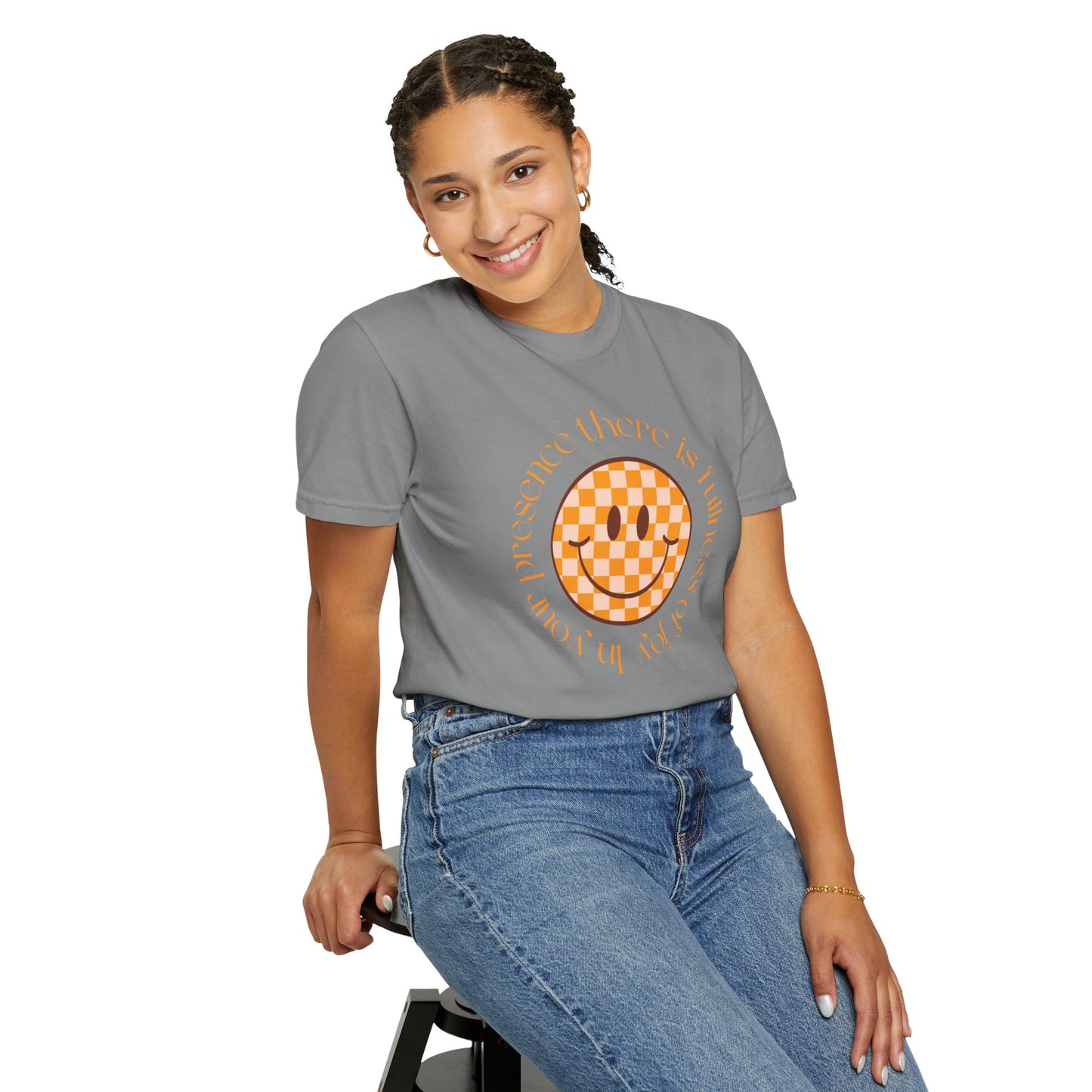Smiley Face Fullness of Joy Unisex Garment-Dyed T-Shirt, Casual Tee, Streetwear, Gifts for Friends, Summer Vibes, Smile Merchandise