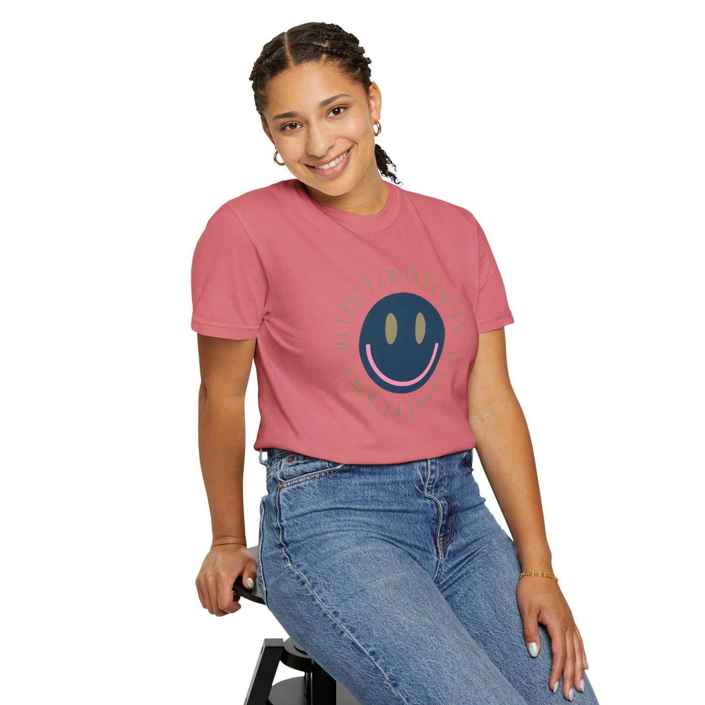 Rejoice in the Lord Smiley Face Christian T-Shirt, Unisex Tee, Inspirational Clothing, Gift for Believers, Casual Wear, Faith-Based Apparel