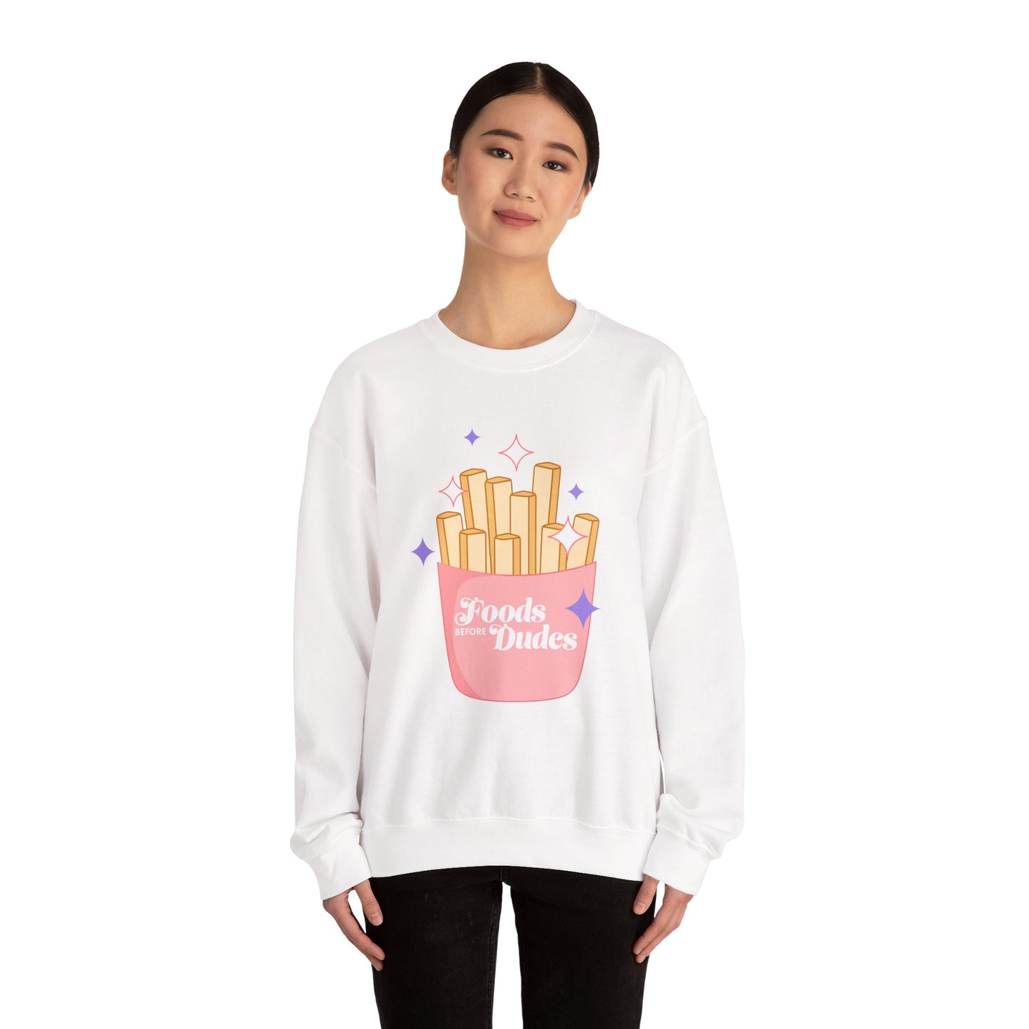 Funny Foodie Crewneck Sweatshirt - 'Foods Before Dudes'