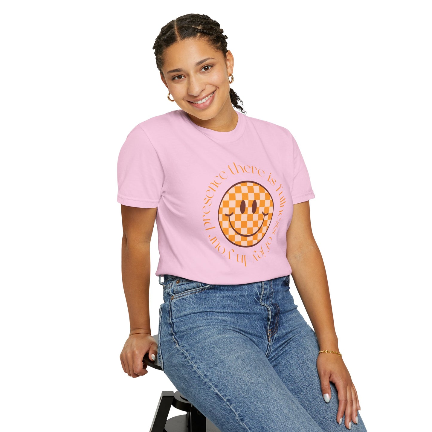 Smiley Face Fullness of Joy Unisex Garment-Dyed T-Shirt, Casual Tee, Streetwear, Gifts for Friends, Summer Vibes, Smile Merchandise