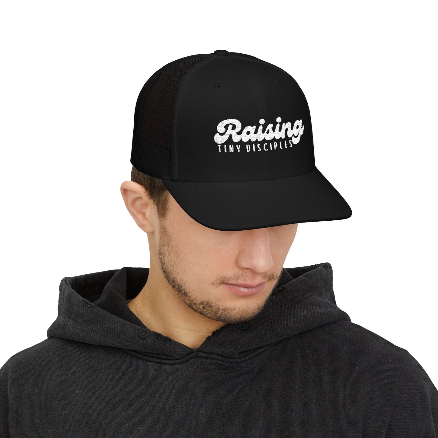 Raising Tiny Disciples Snapback Trucker Cap - Stylish Kids Hat, Perfect Gift for Parents, Family Outings, Birthdays, and More