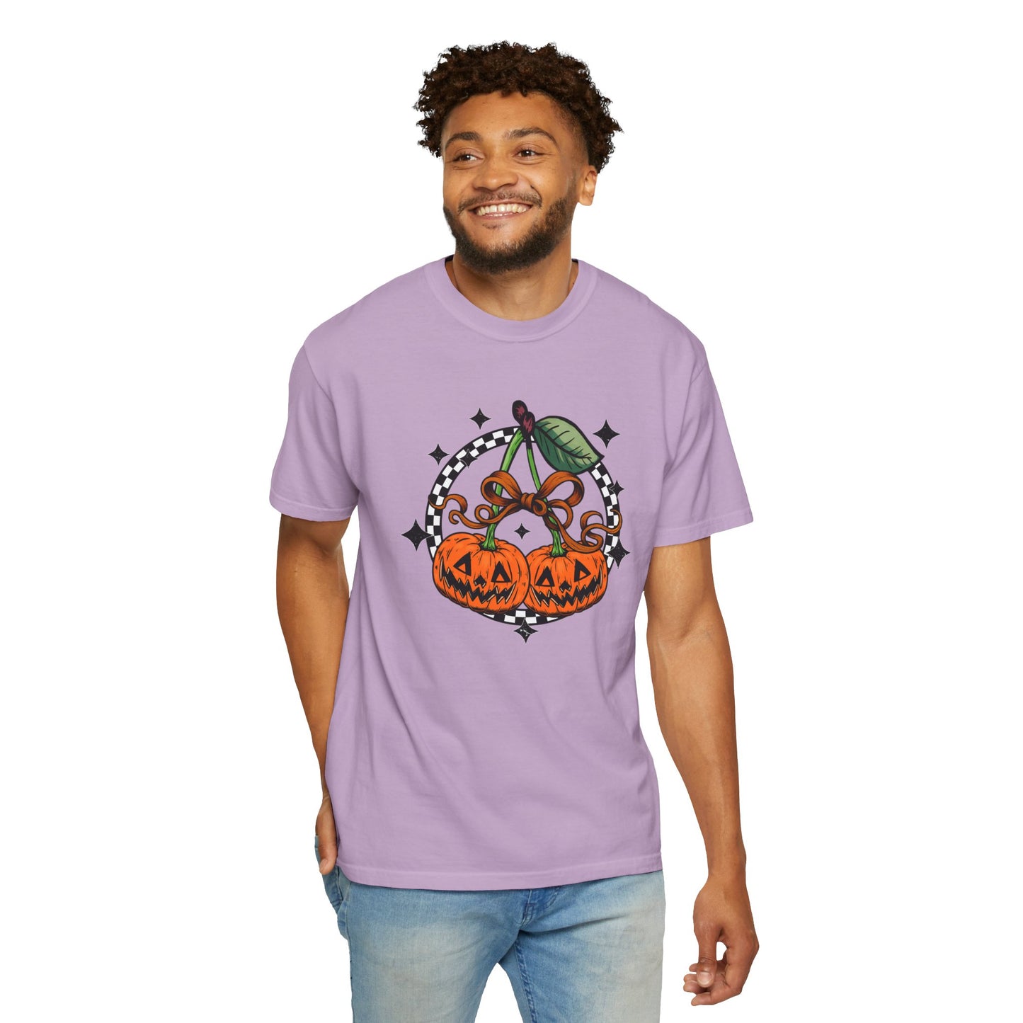 Checkered Pumpkin Unisex T-Shirt | Fall Fashion Tee, Halloween Outfit, Autumn Vibes, Cozy Wear, Gift for Her