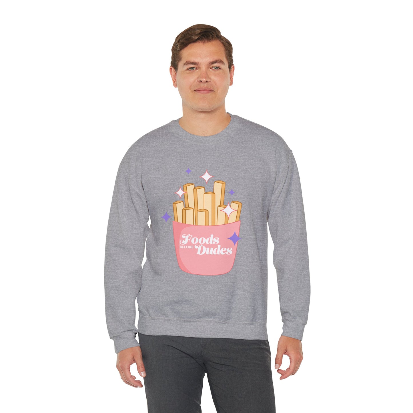Funny Foodie Crewneck Sweatshirt - 'Foods Before Dudes'