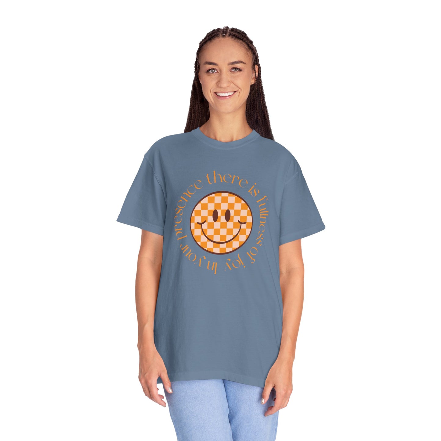 Smiley Face Fullness of Joy Unisex Garment-Dyed T-Shirt, Casual Tee, Streetwear, Gifts for Friends, Summer Vibes, Smile Merchandise