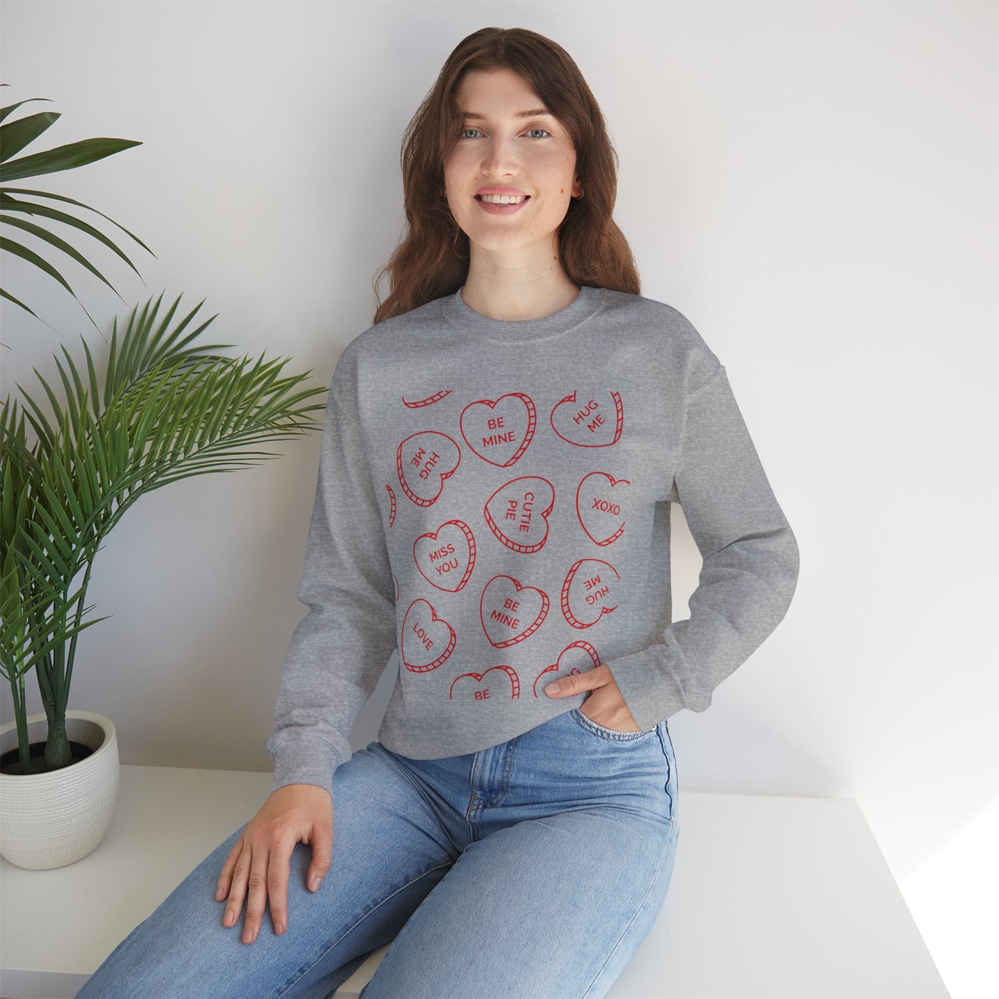 Candy Heart Crewneck Sweatshirt - Heart Design - Cute and Cozy