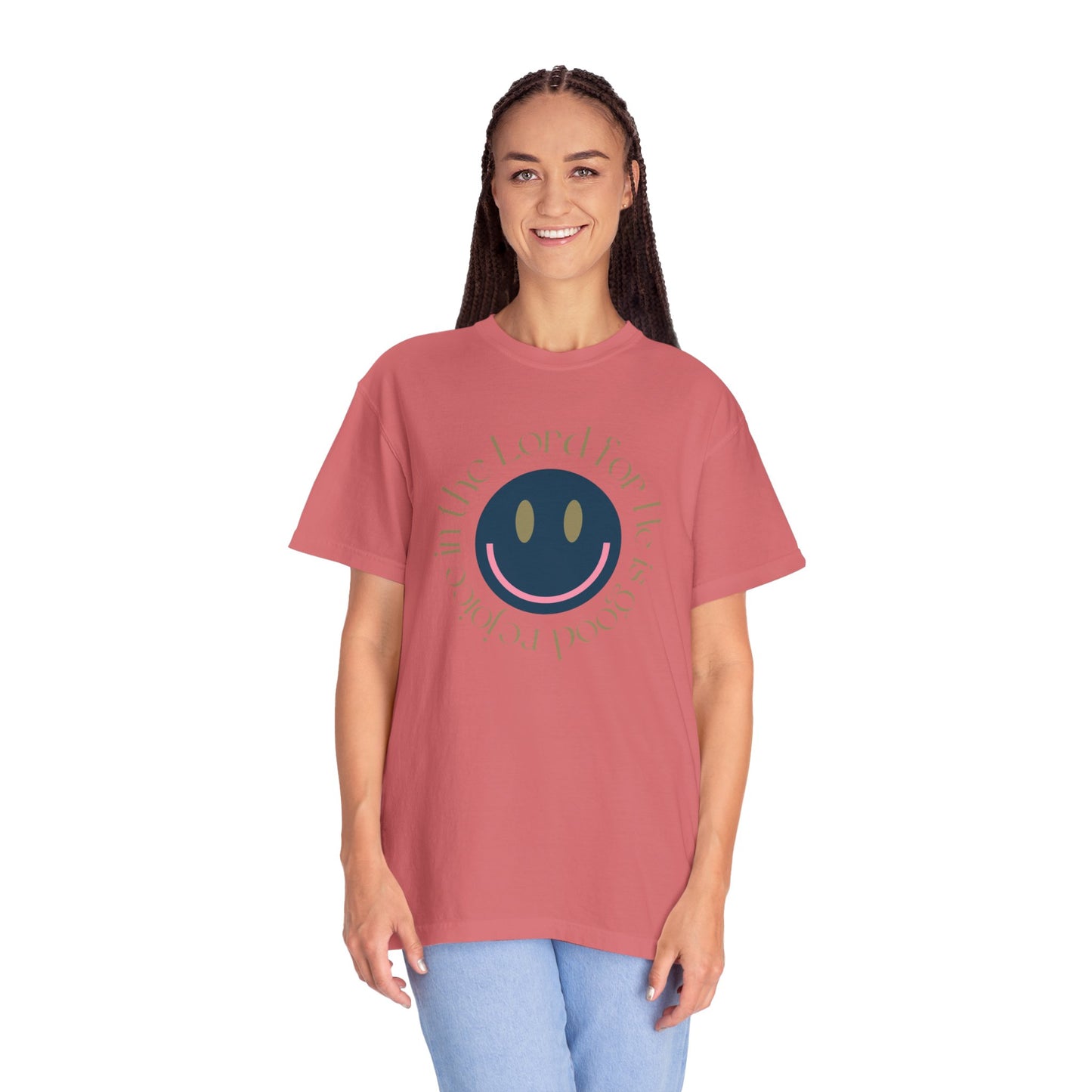 Rejoice in the Lord Smiley Face Christian T-Shirt, Unisex Tee, Inspirational Clothing, Gift for Believers, Casual Wear, Faith-Based Apparel