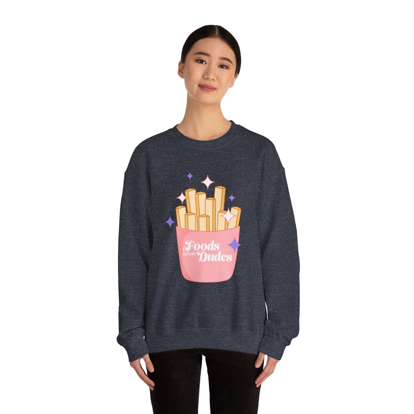 Funny Foodie Crewneck Sweatshirt - 'Foods Before Dudes'