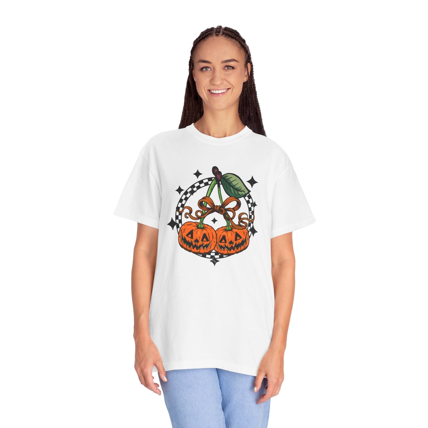 Checkered Pumpkin Unisex T-Shirt | Fall Fashion Tee, Halloween Outfit, Autumn Vibes, Cozy Wear, Gift for Her