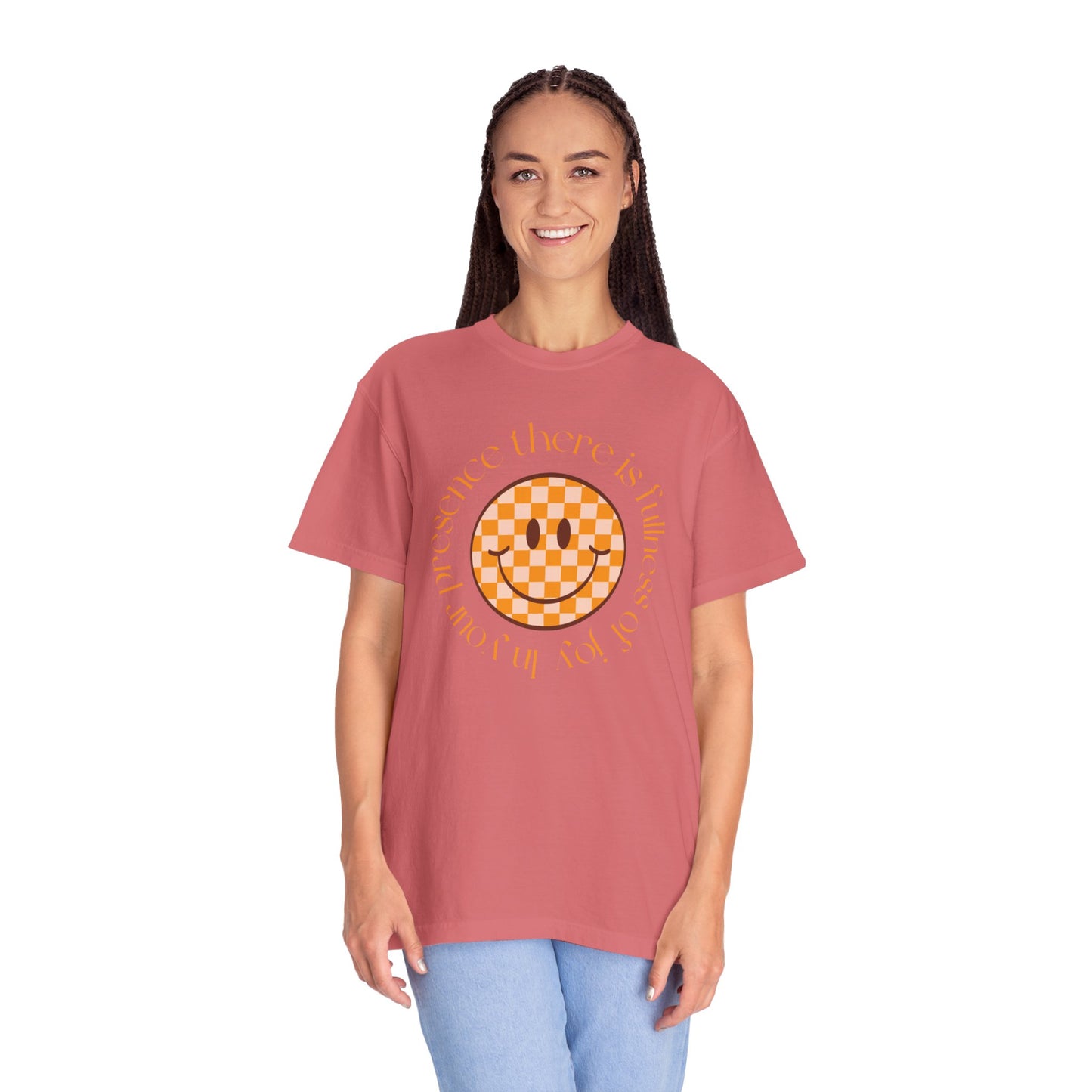 Smiley Face Fullness of Joy Unisex Garment-Dyed T-Shirt, Casual Tee, Streetwear, Gifts for Friends, Summer Vibes, Smile Merchandise
