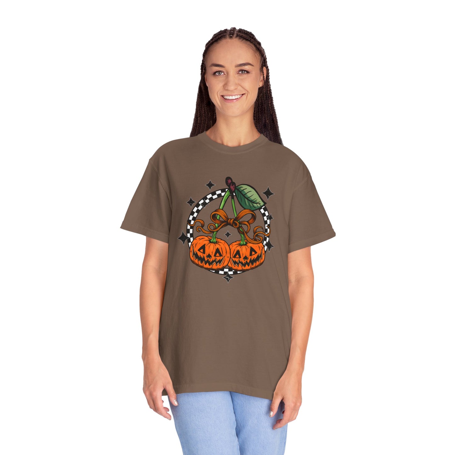 Checkered Pumpkin Unisex T-Shirt | Fall Fashion Tee, Halloween Outfit, Autumn Vibes, Cozy Wear, Gift for Her