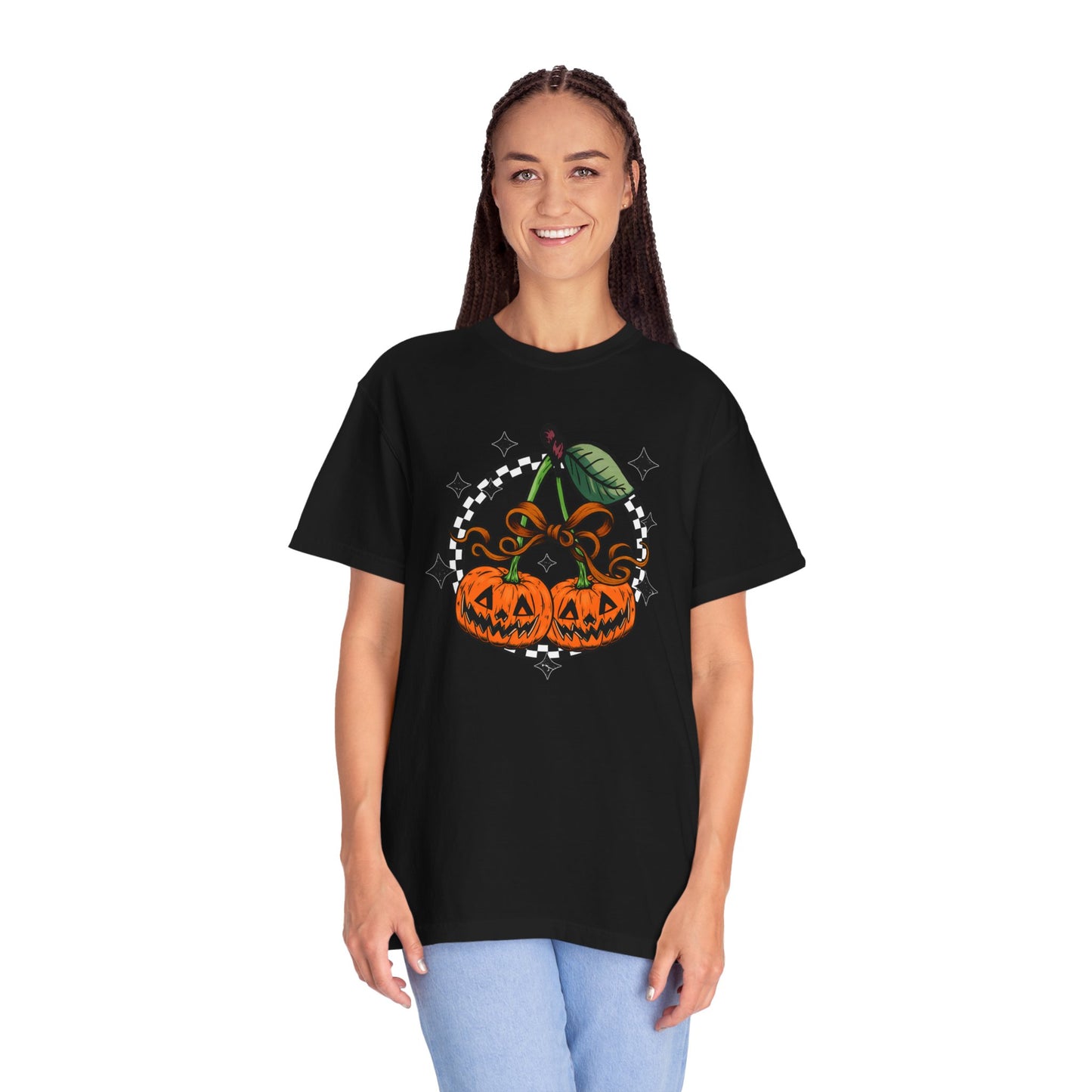 Checkered Pumpkin Unisex T-Shirt | Fall Fashion Tee, Halloween Outfit, Autumn Vibes, Cozy Wear, Gift for Her